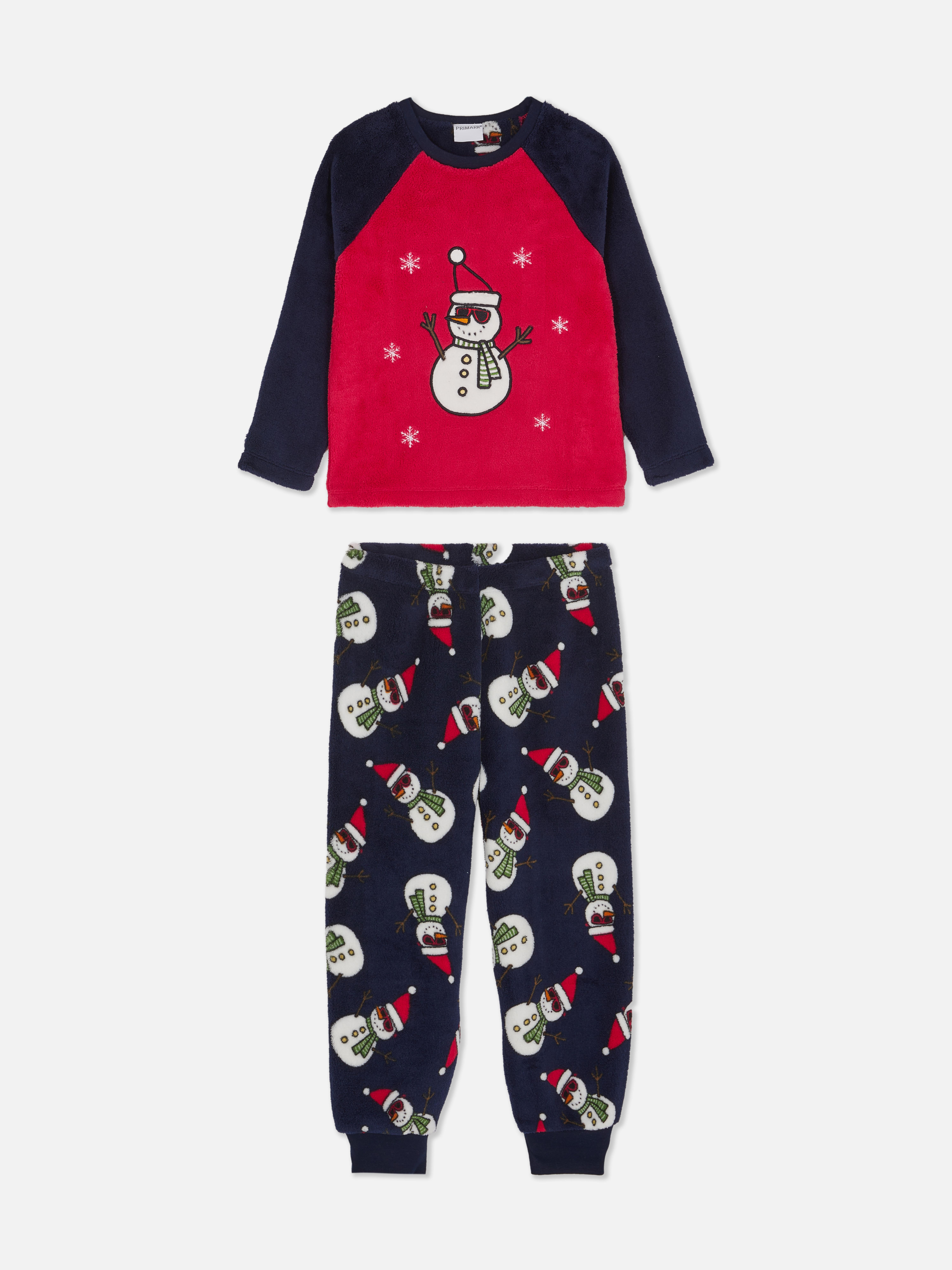 1.5-8yrs | Christmas Snowman Graphic Fleece Pajamas