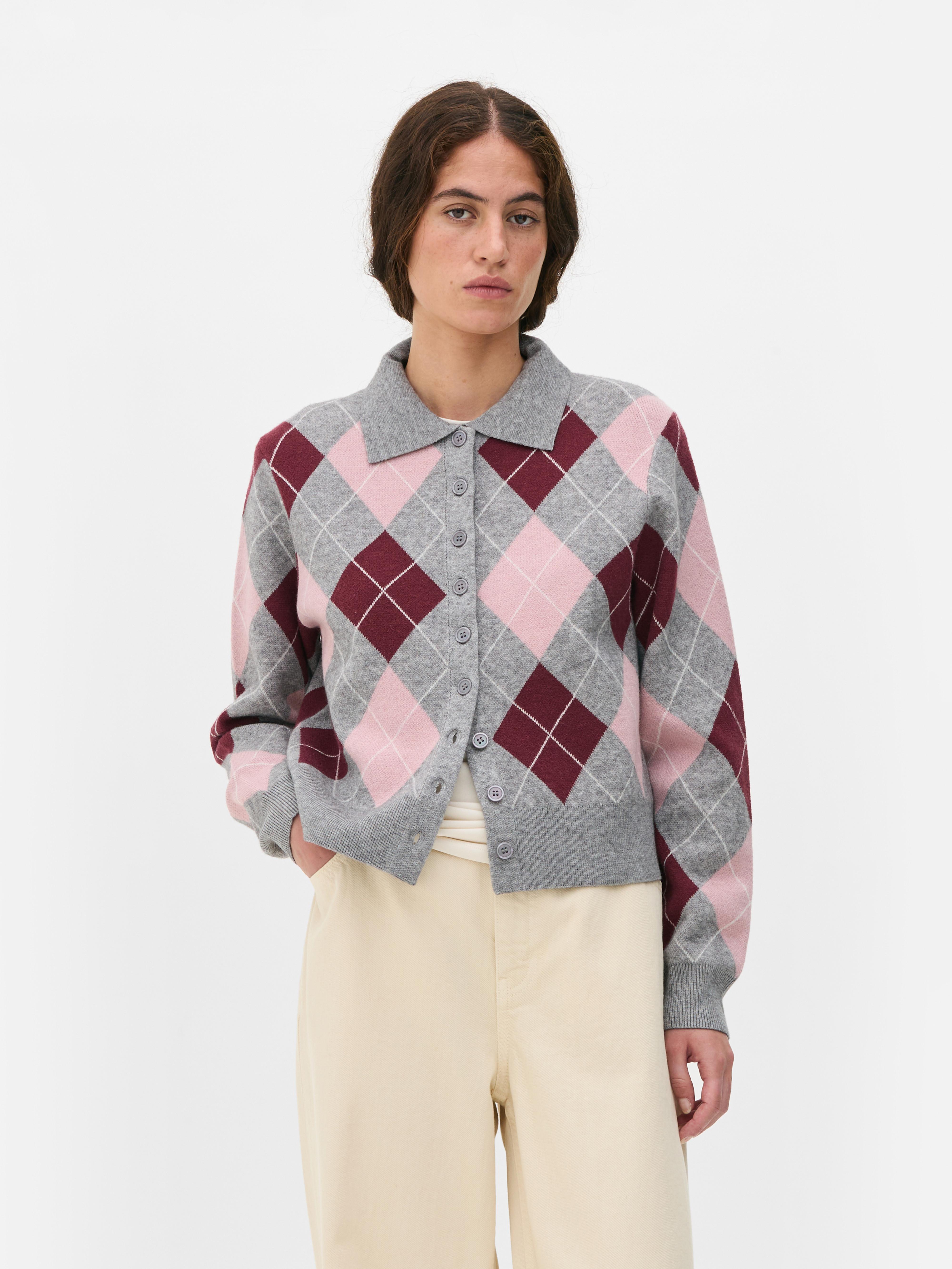 The Edit Argyle Collar Cardigan
