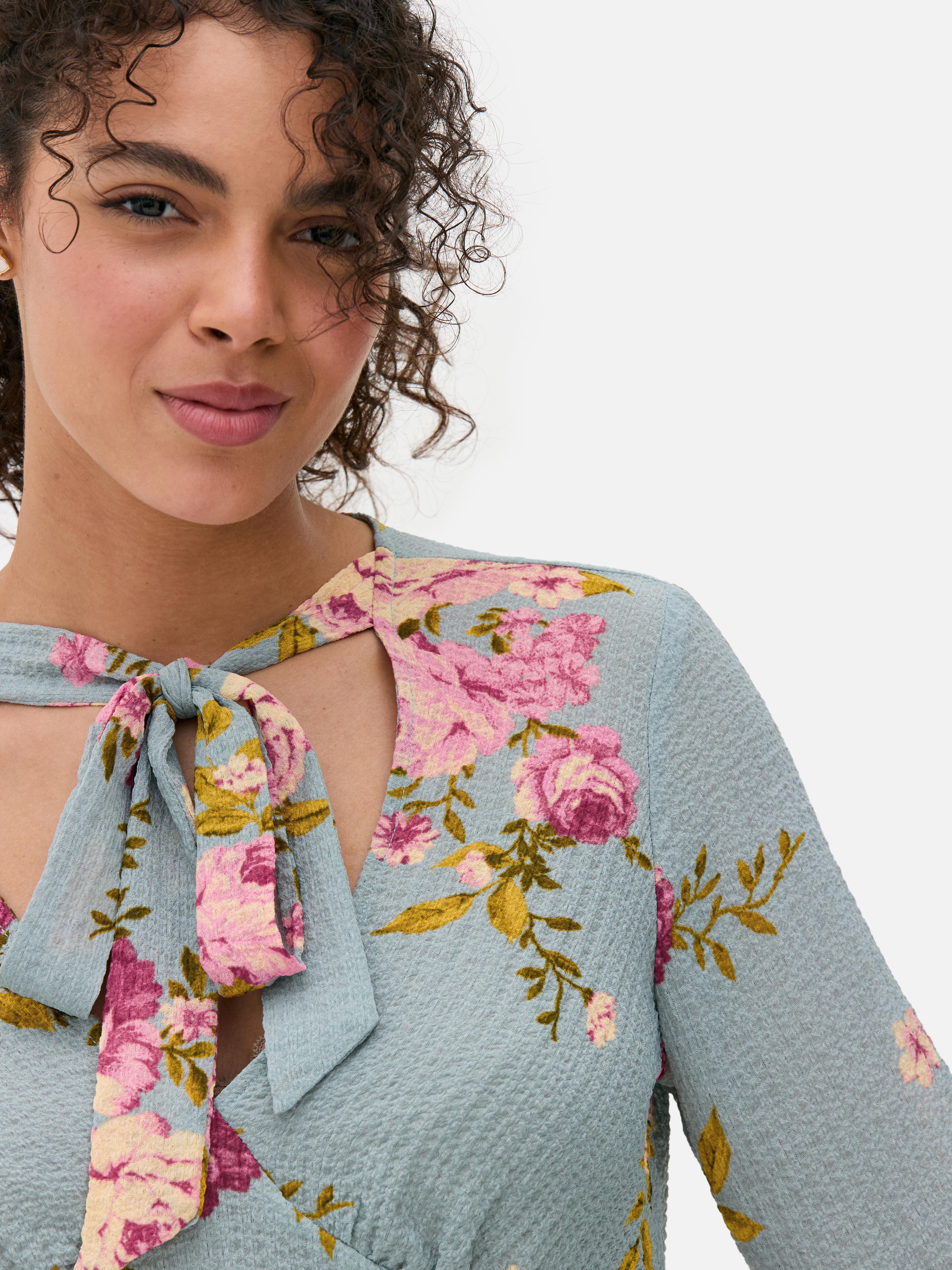 Floral Tie Neck Blouse