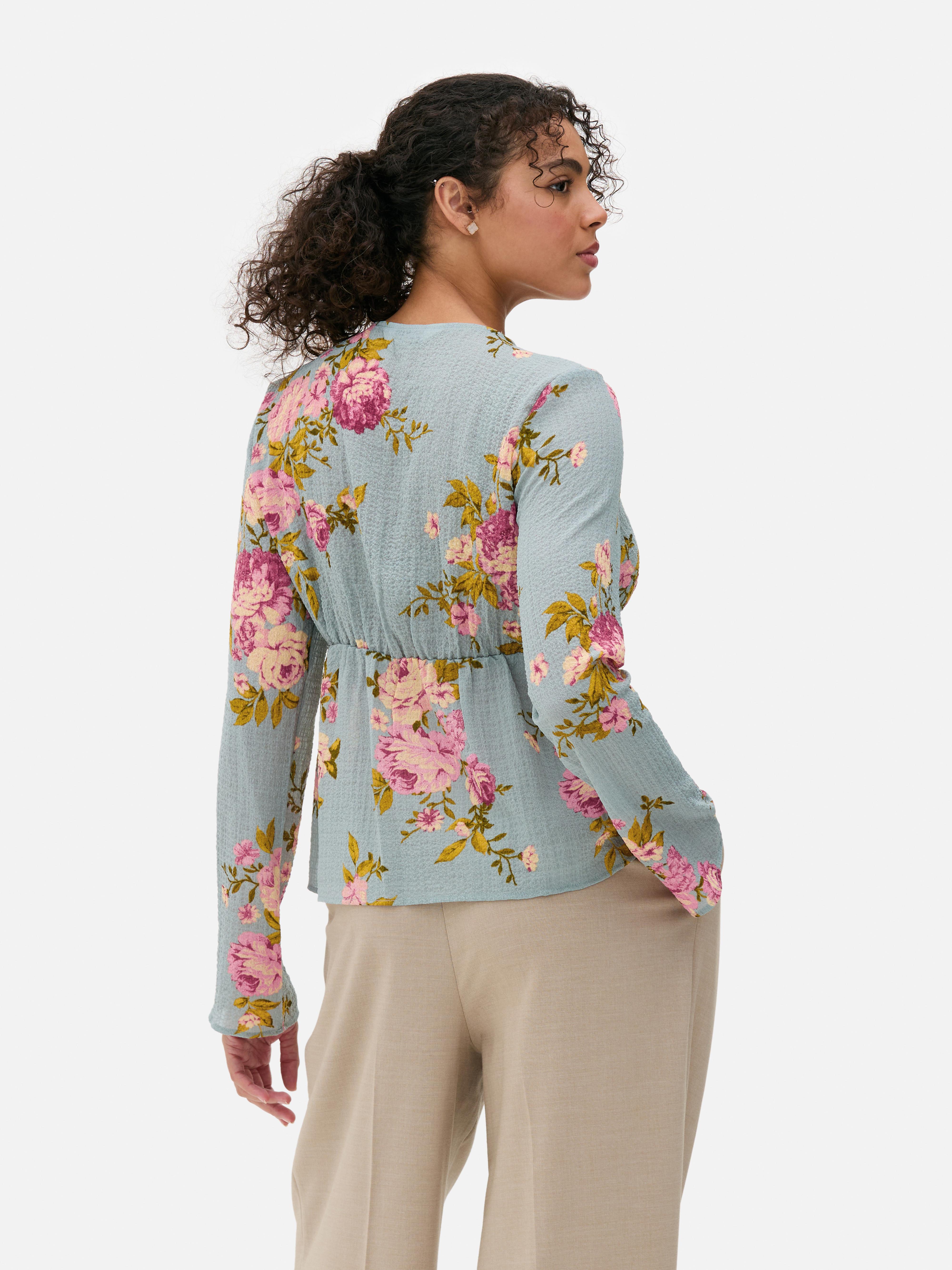 Floral Tie Neck Blouse