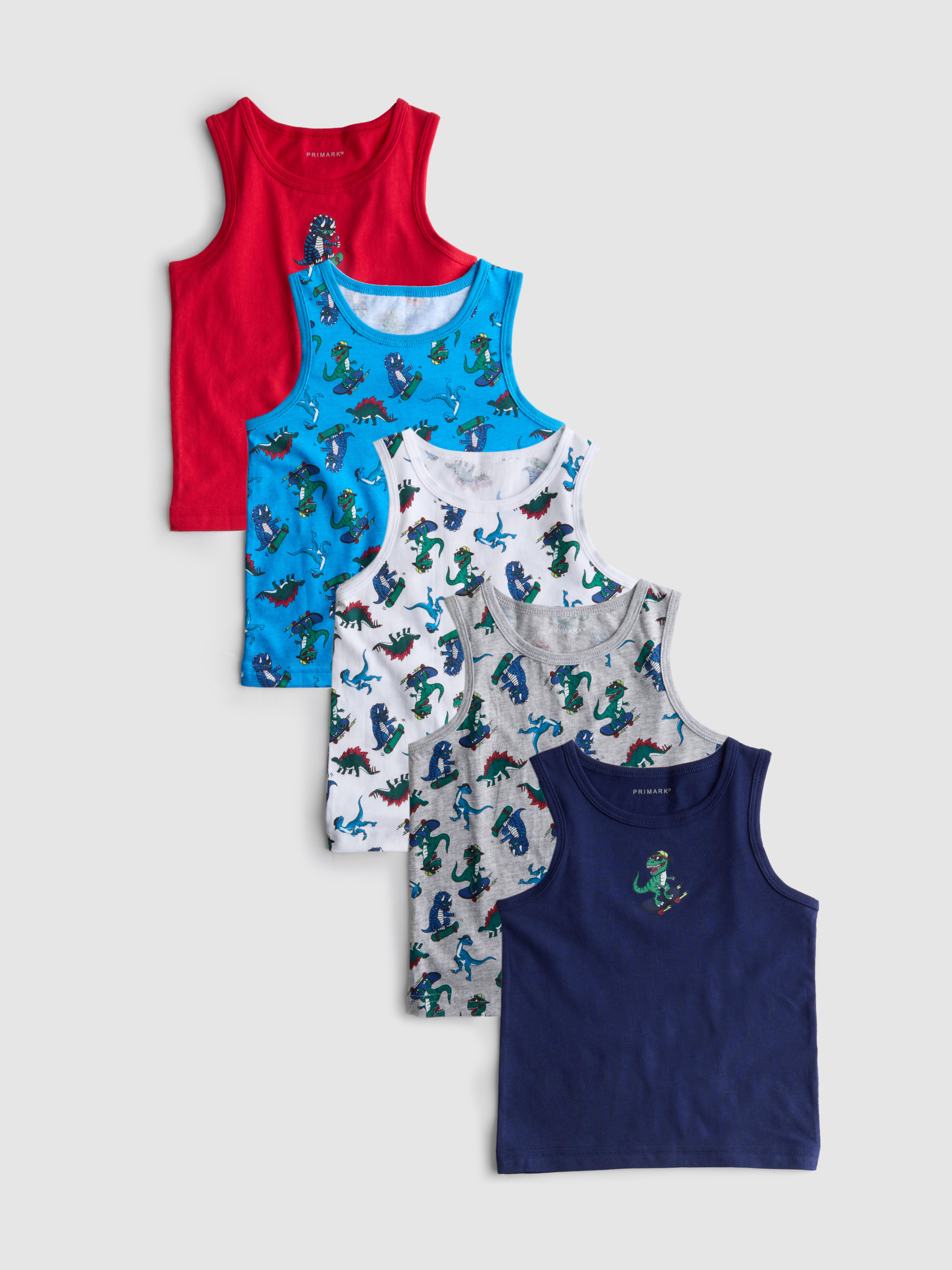 Boys Multi 1.5-10yrs | 5pk Dinosaur Graphic Tanks
