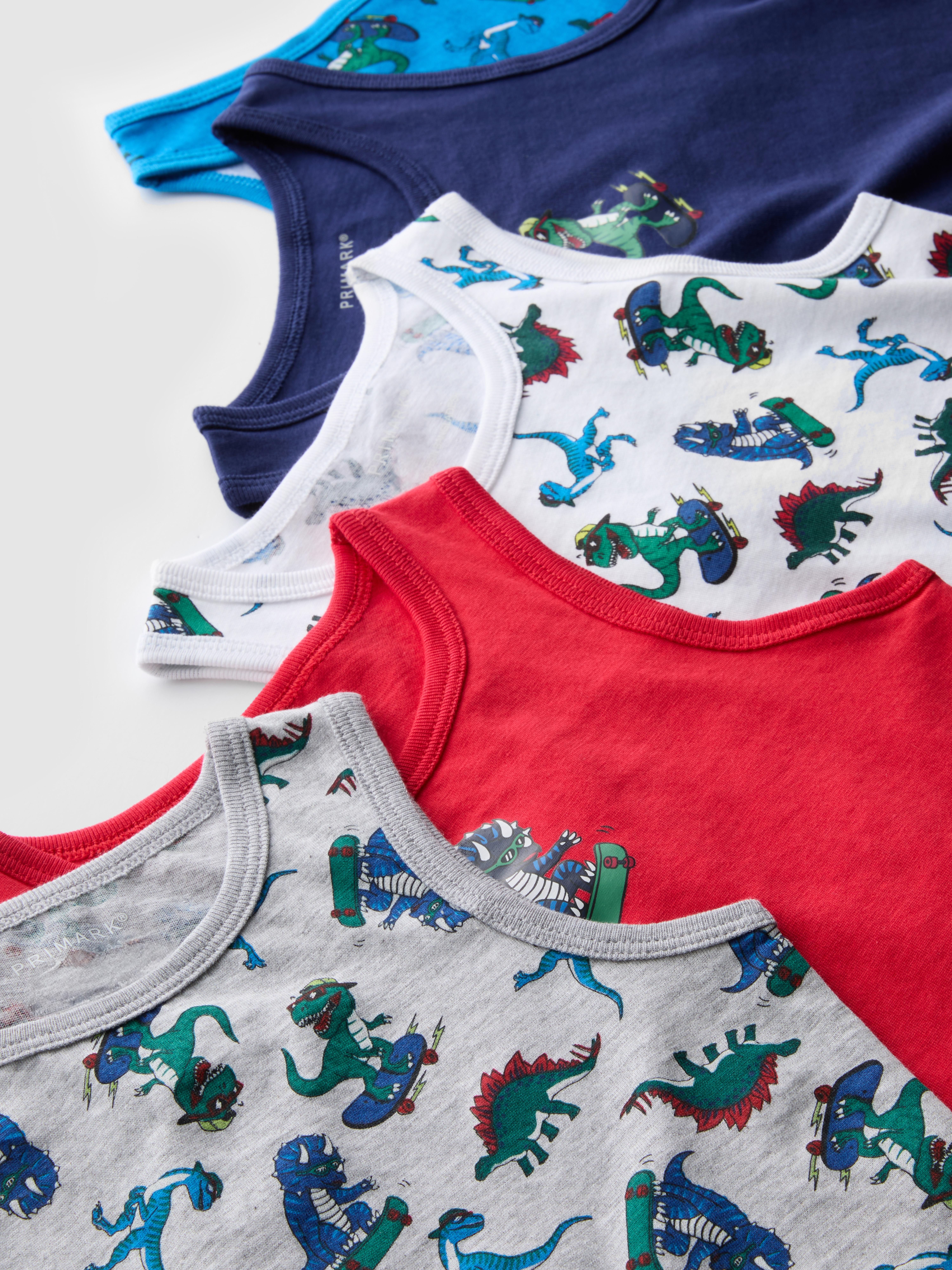 Boys Multi 1.5-10yrs | 5pk Dinosaur Graphic Tanks