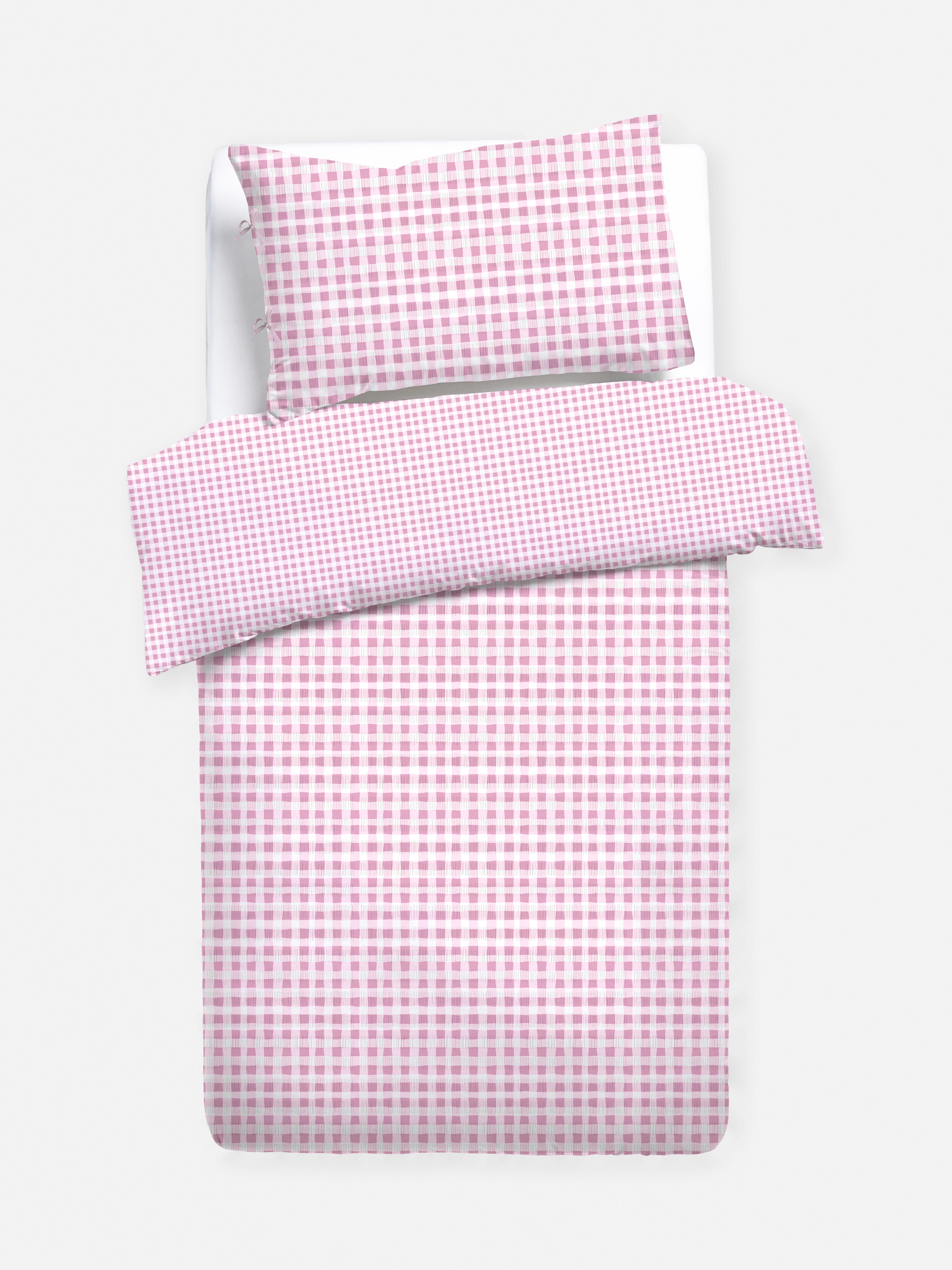 Conjunto capa edredão solteiro guingão Seersucker
