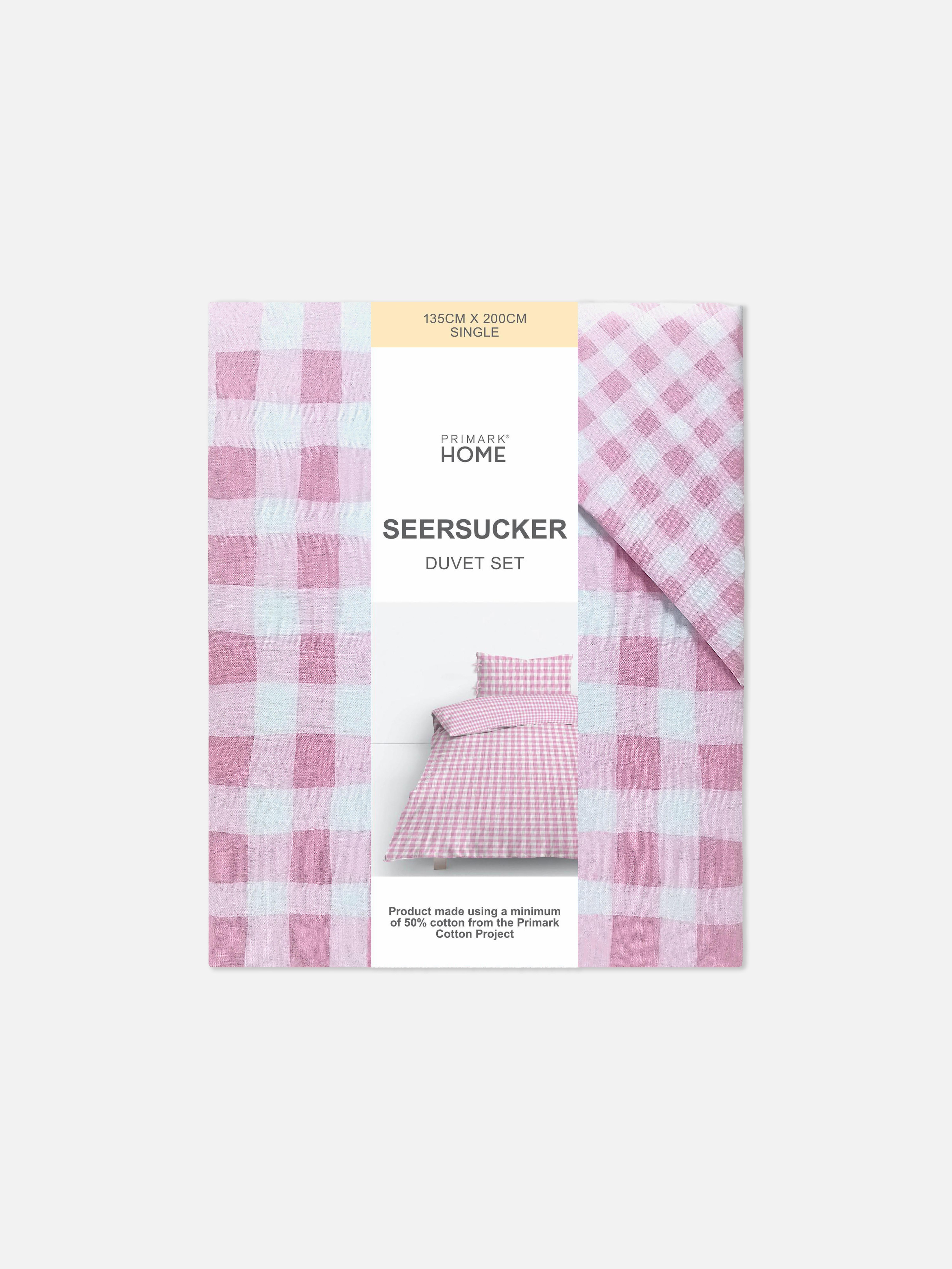 Conjunto capa edredão solteiro guingão Seersucker
