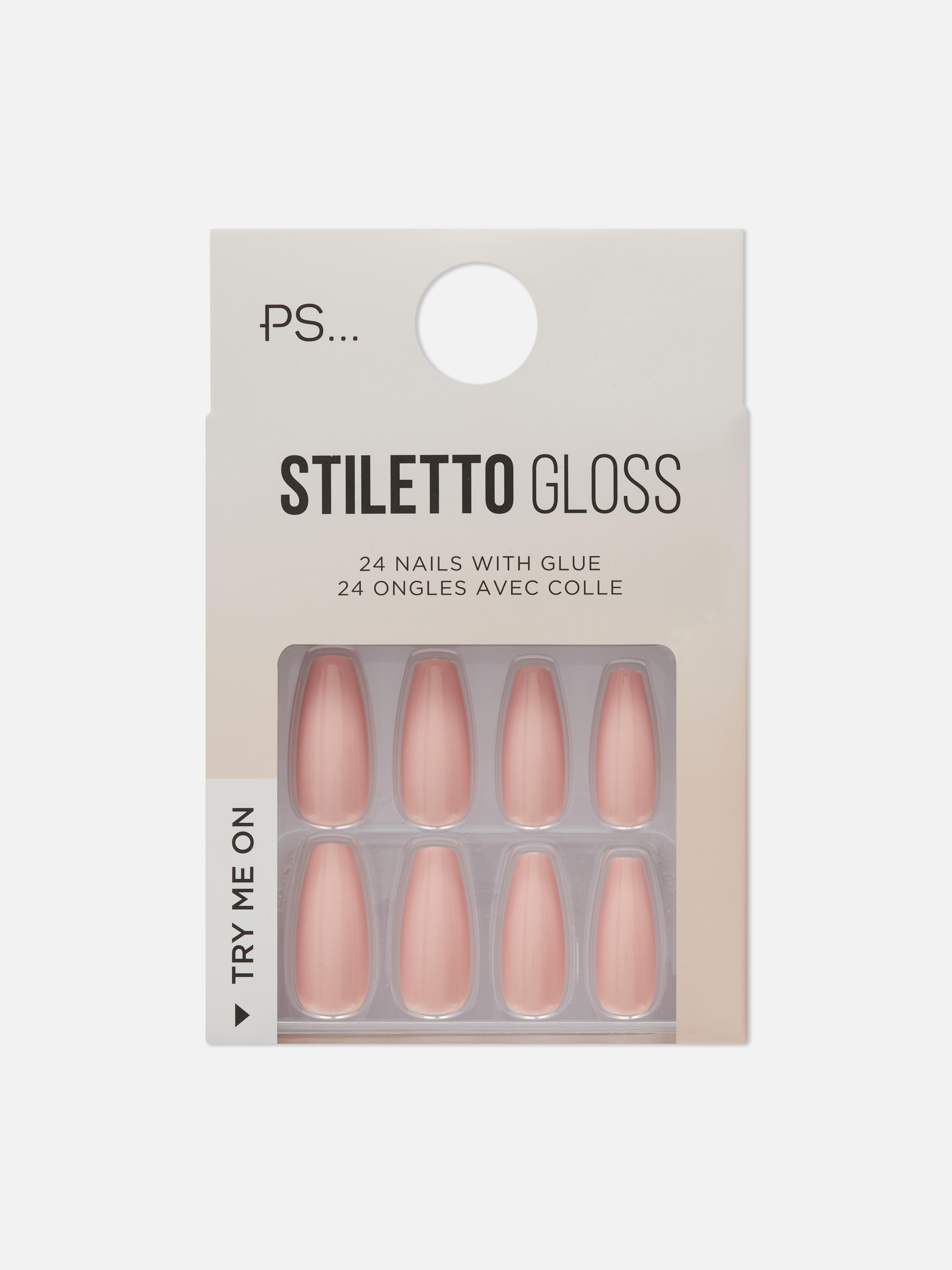 Unhas postiças pontigudas brilho nude PS...