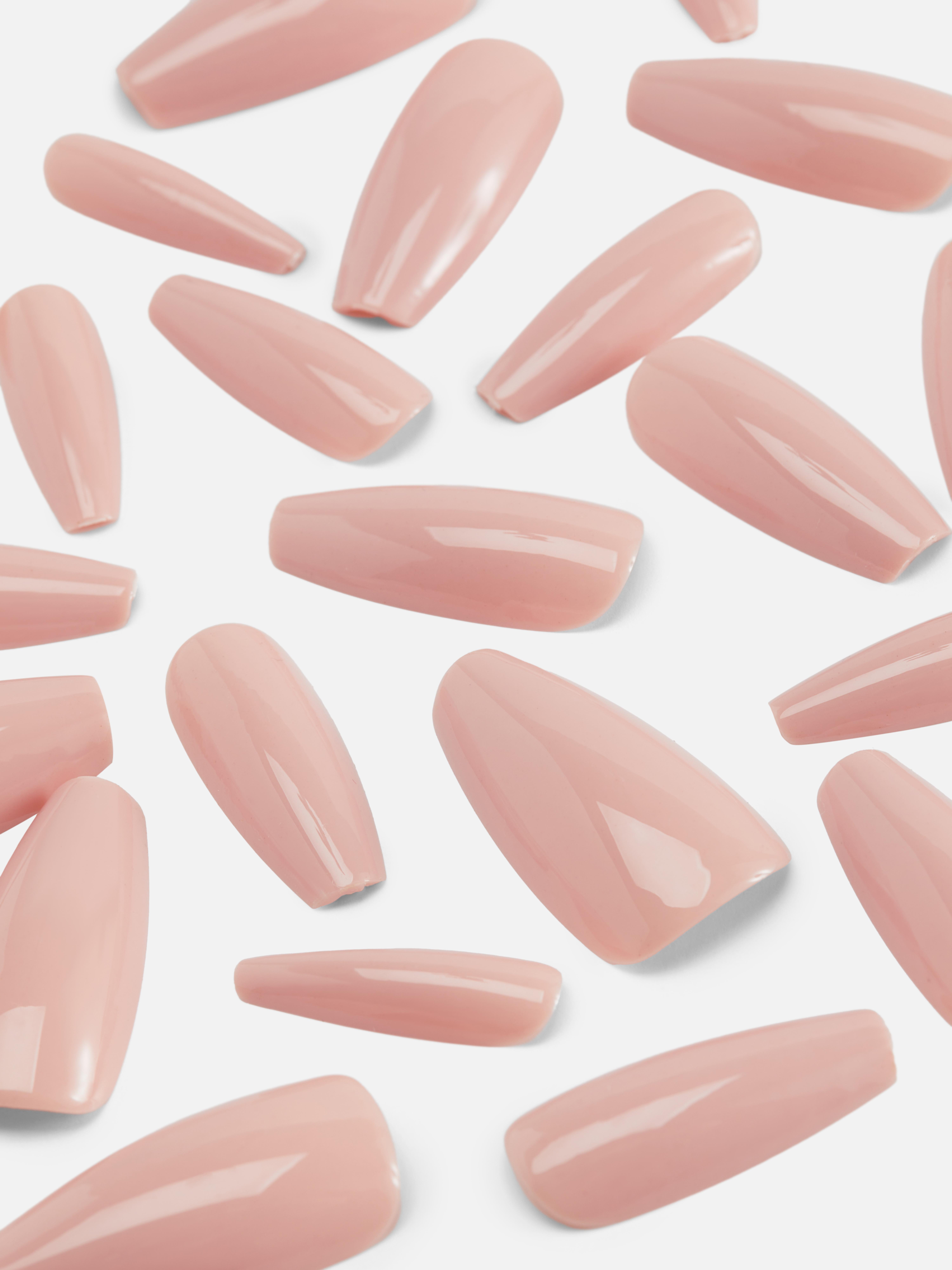 Faux ongles brillants stiletto nude PS...