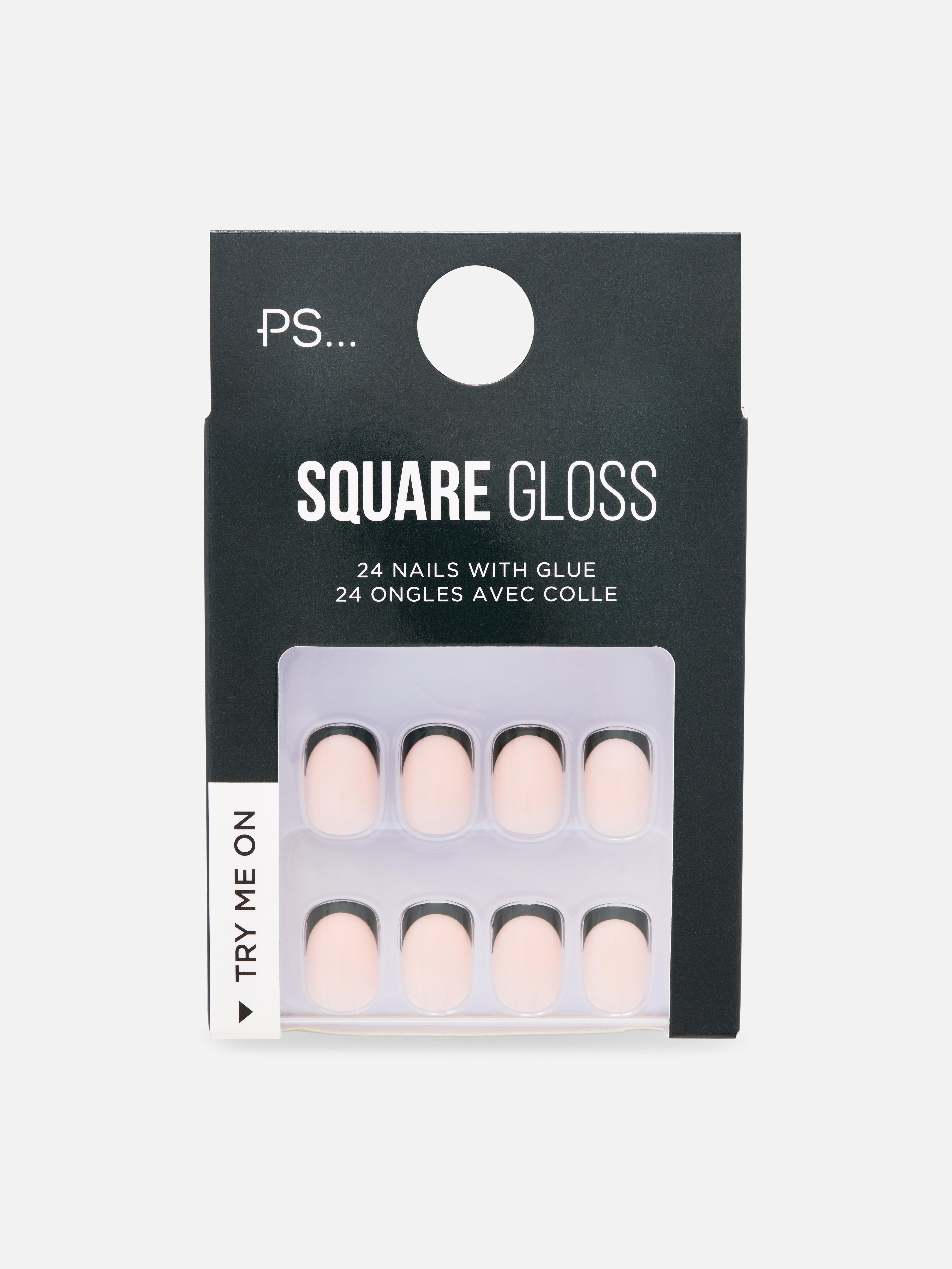 PS... Square Gloss French Tip False Nails