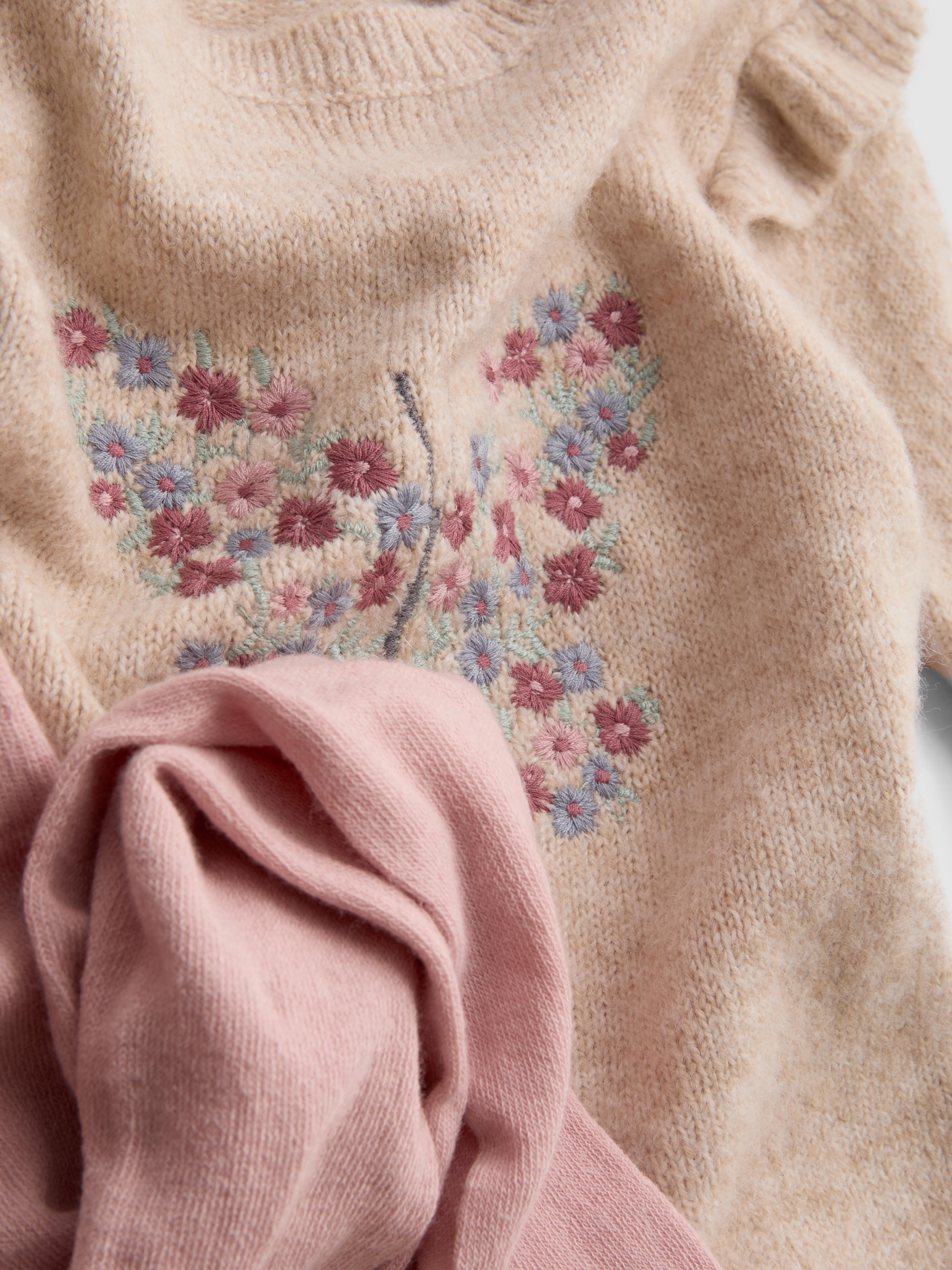 0-36mths | Butterfly Ruffle Jumper Dress and Tights Set