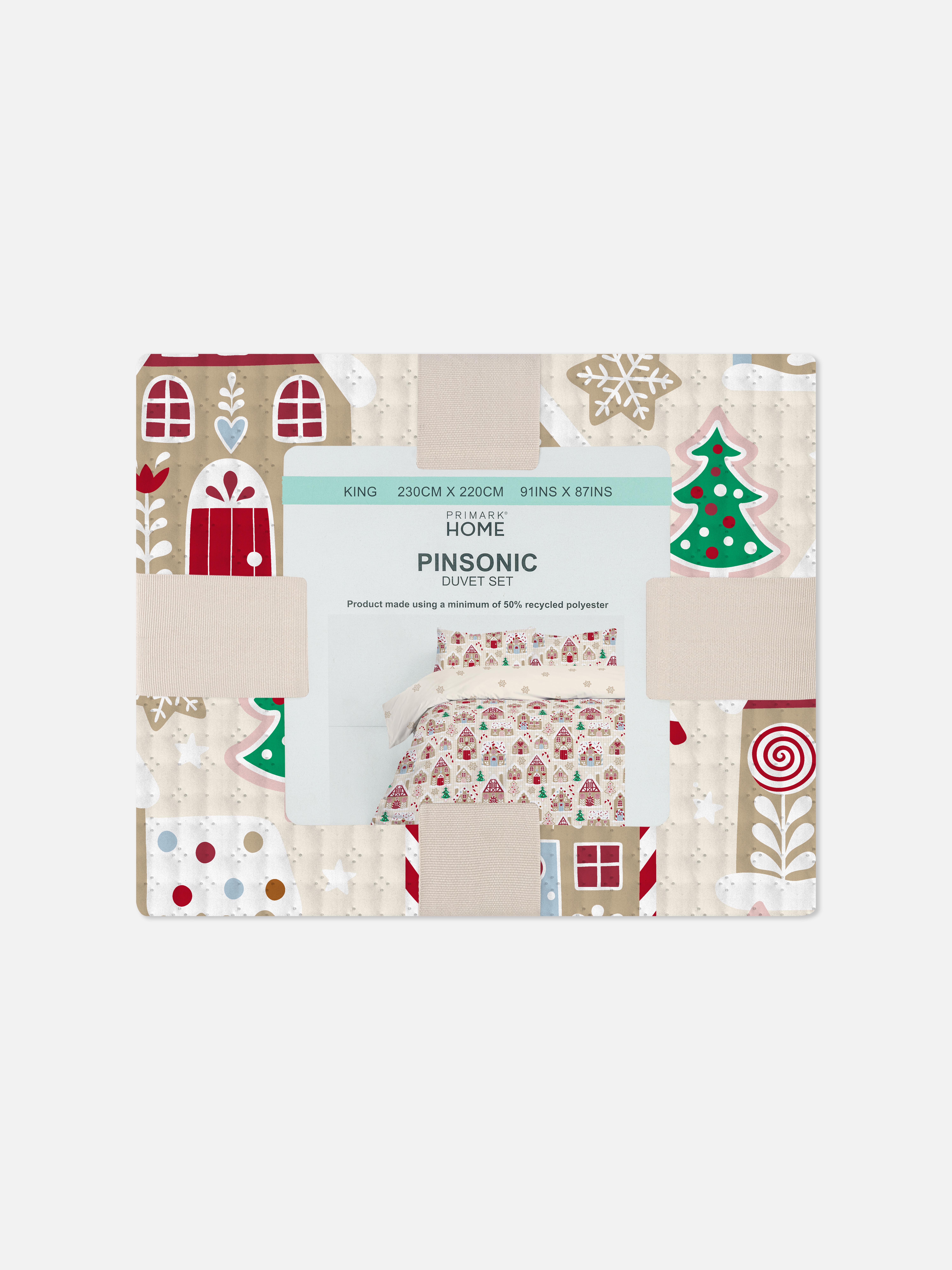 Conjunto capa edredão King casas gengibre Natal