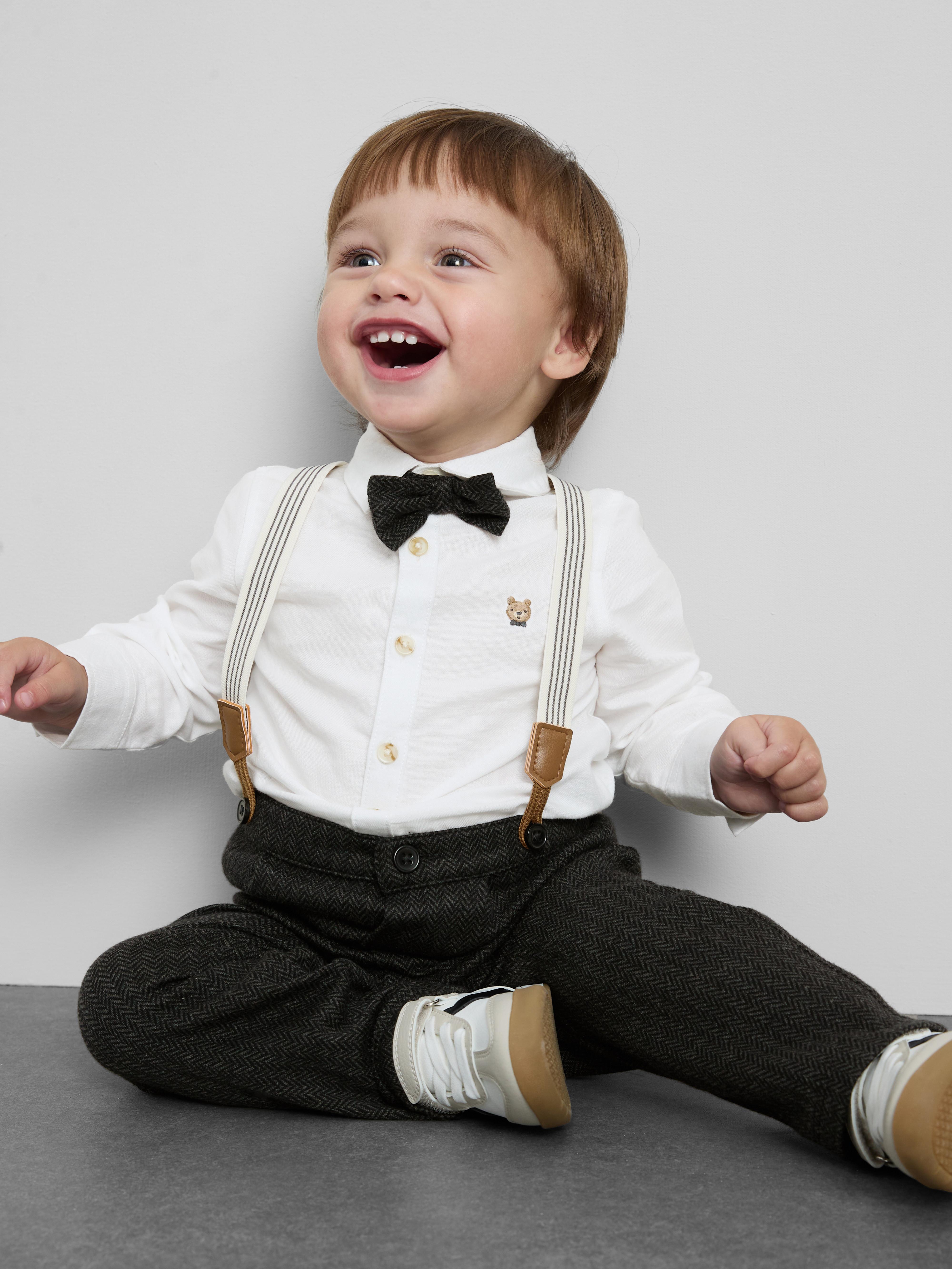 0-36mths | Shirt, Pants, Braces and Bow Tie Set