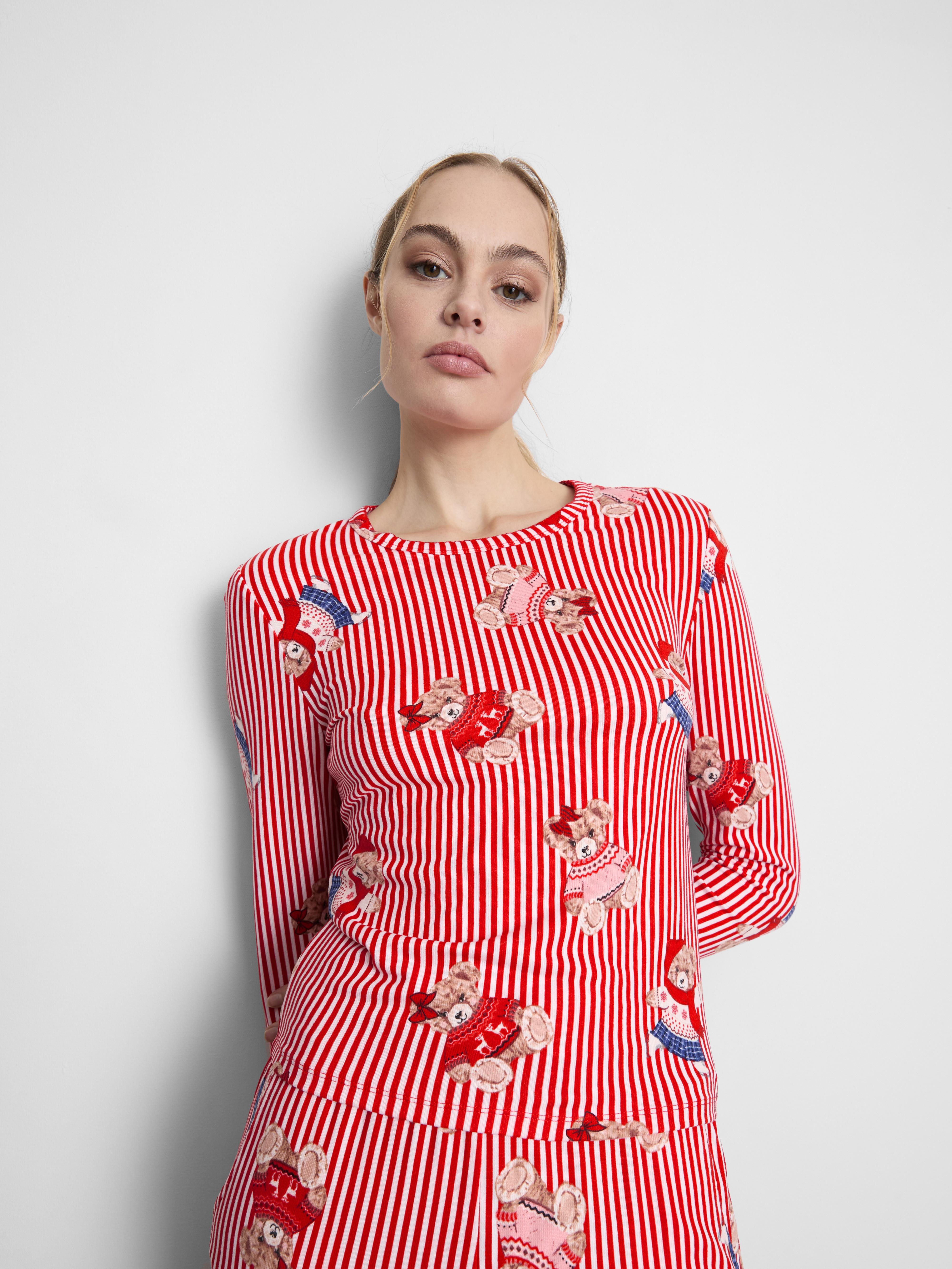 Haut de pyjama à manches longues et motif ourson