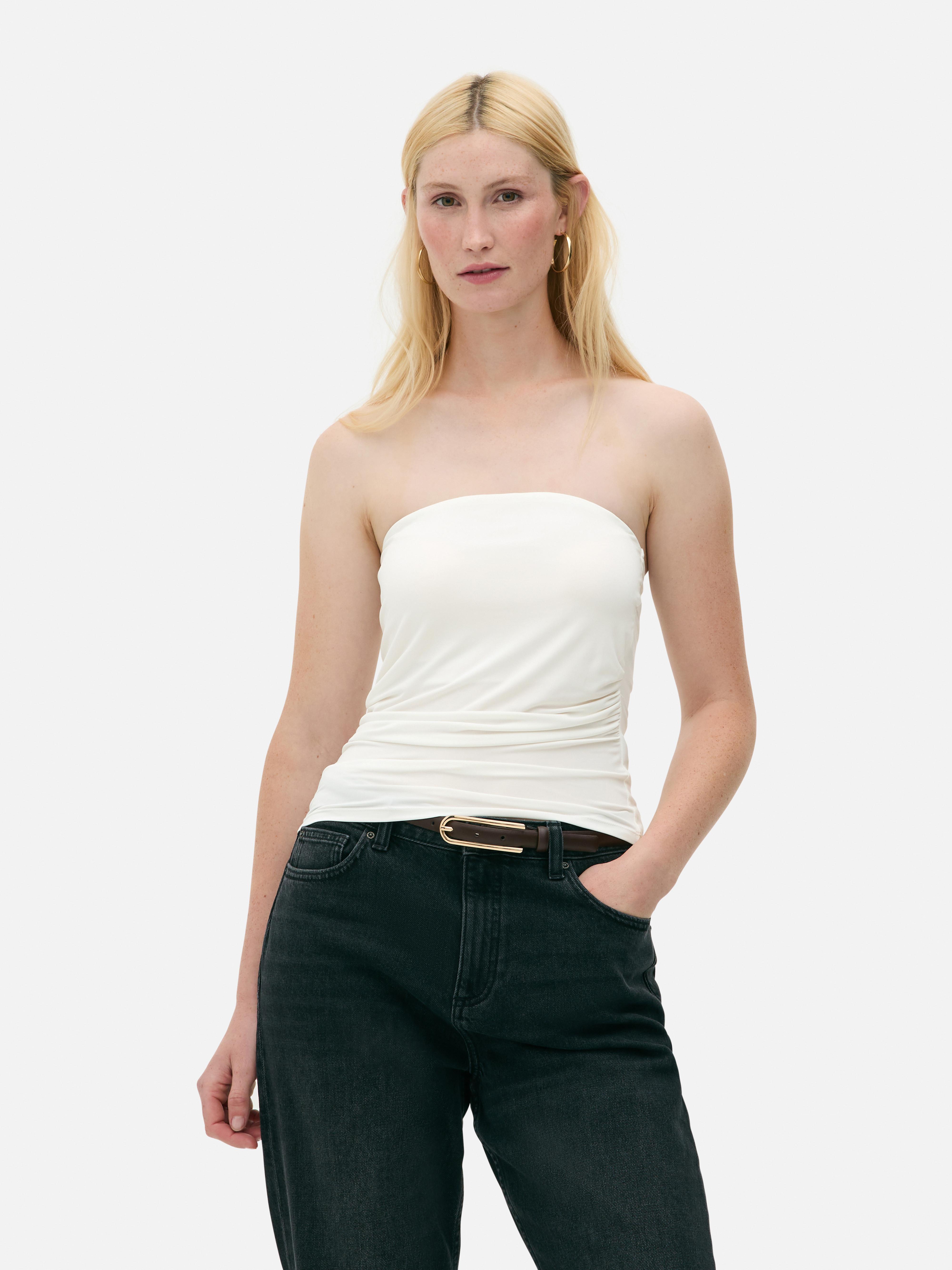 Women's Ivory Ruched Bandeau Top | Primark