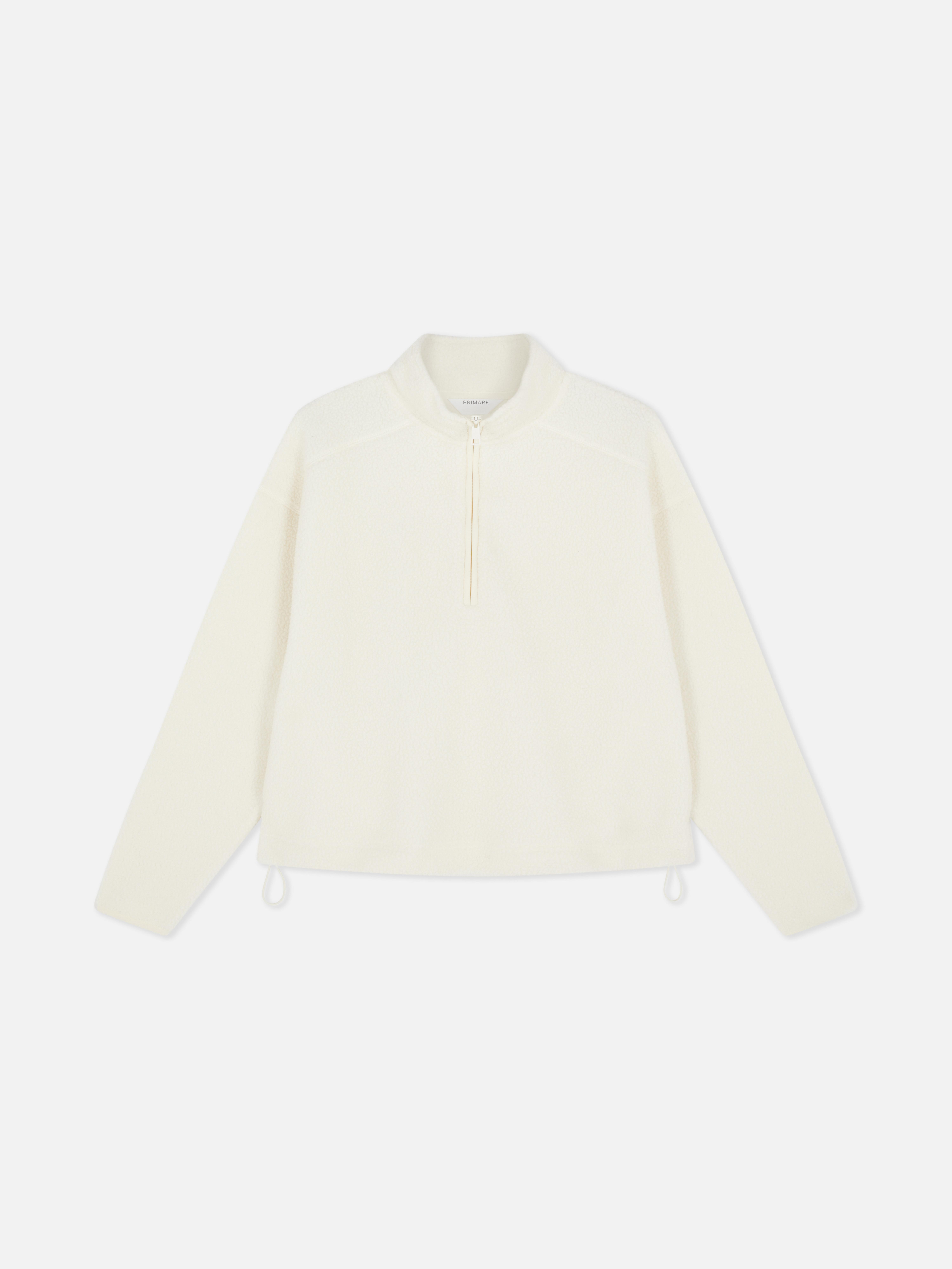 Fleece van borgstof met halve rits