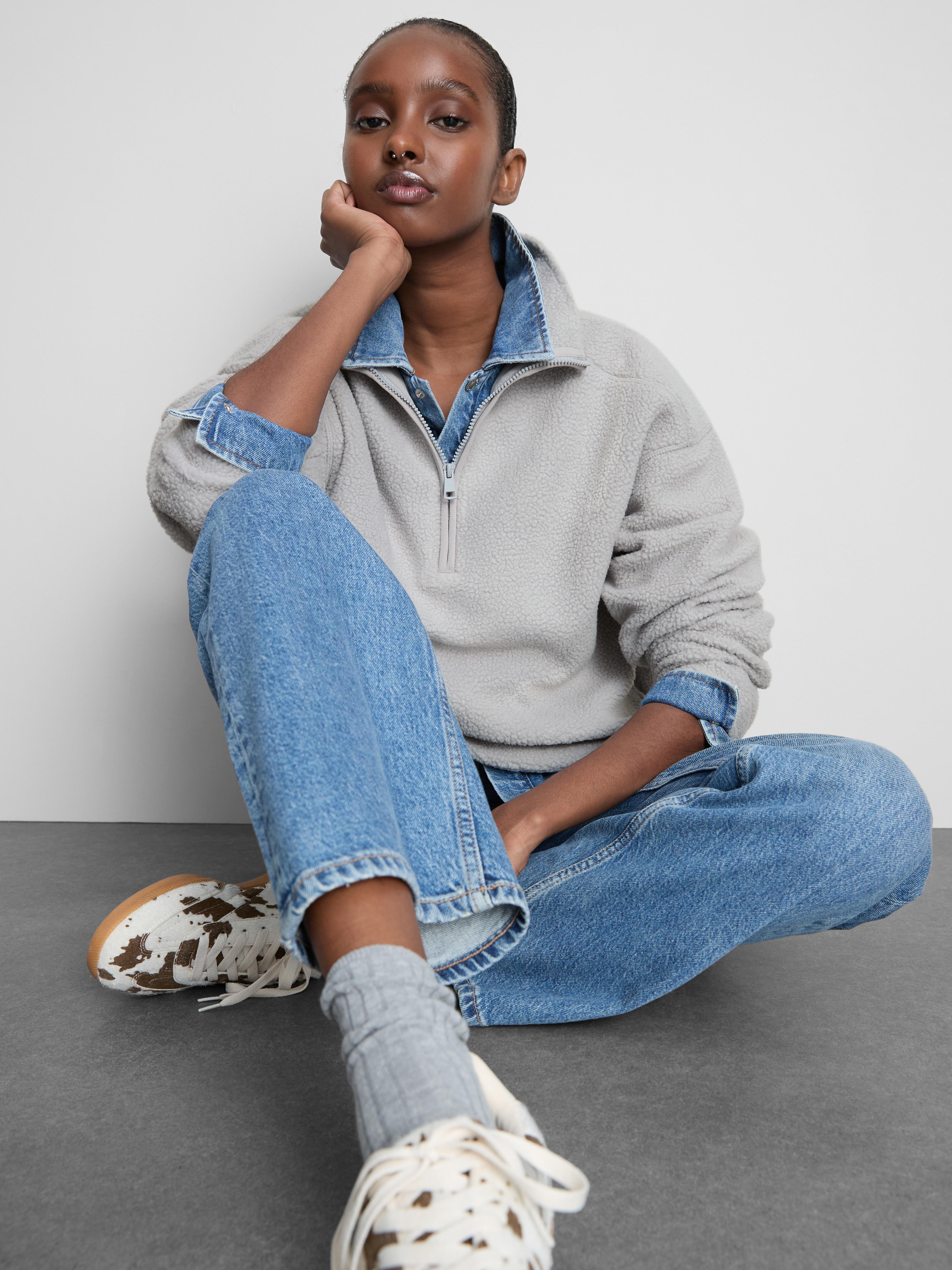 Forro polar de borreguito con media cremallera