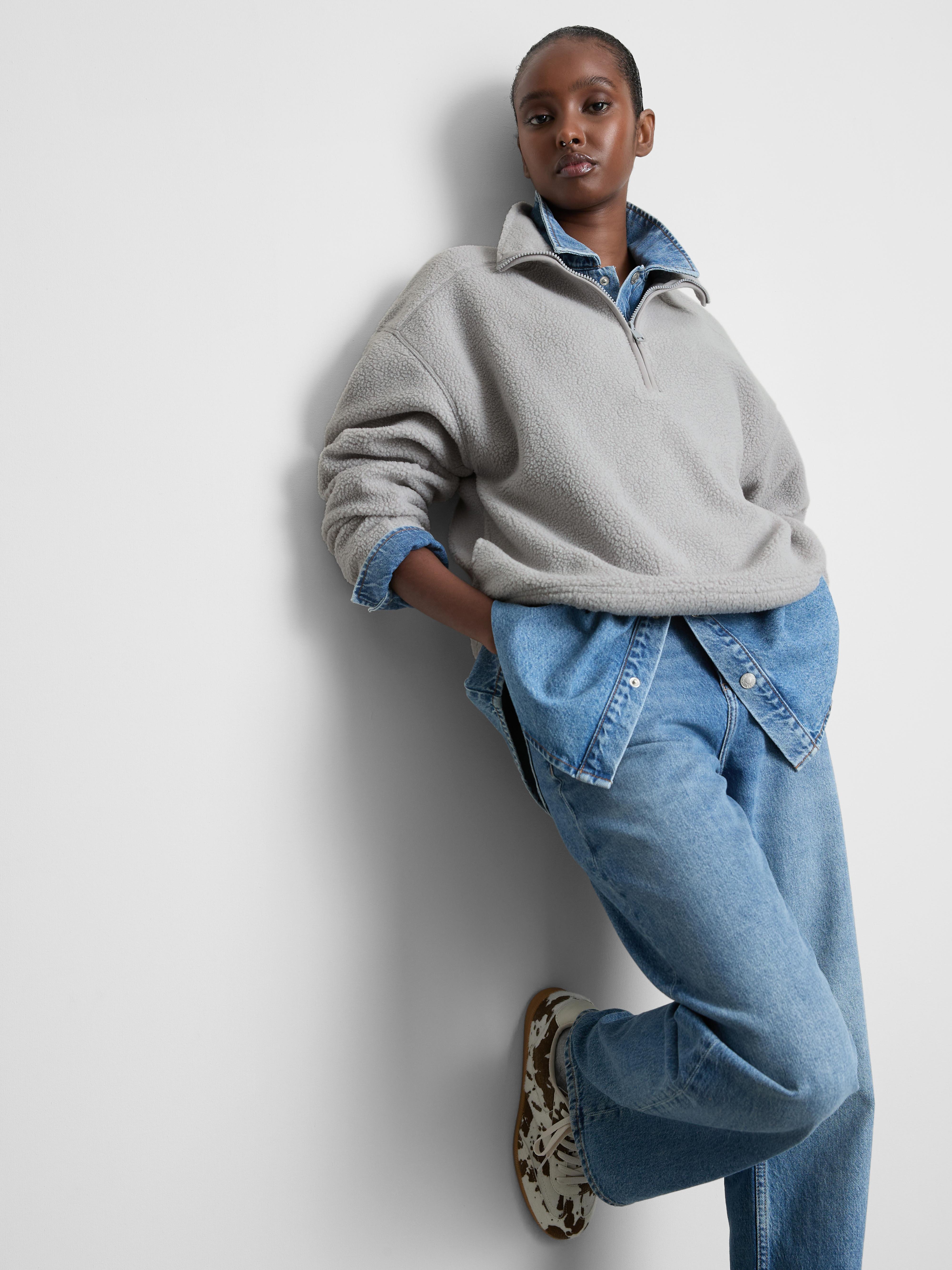 Forro polar de borreguito con media cremallera