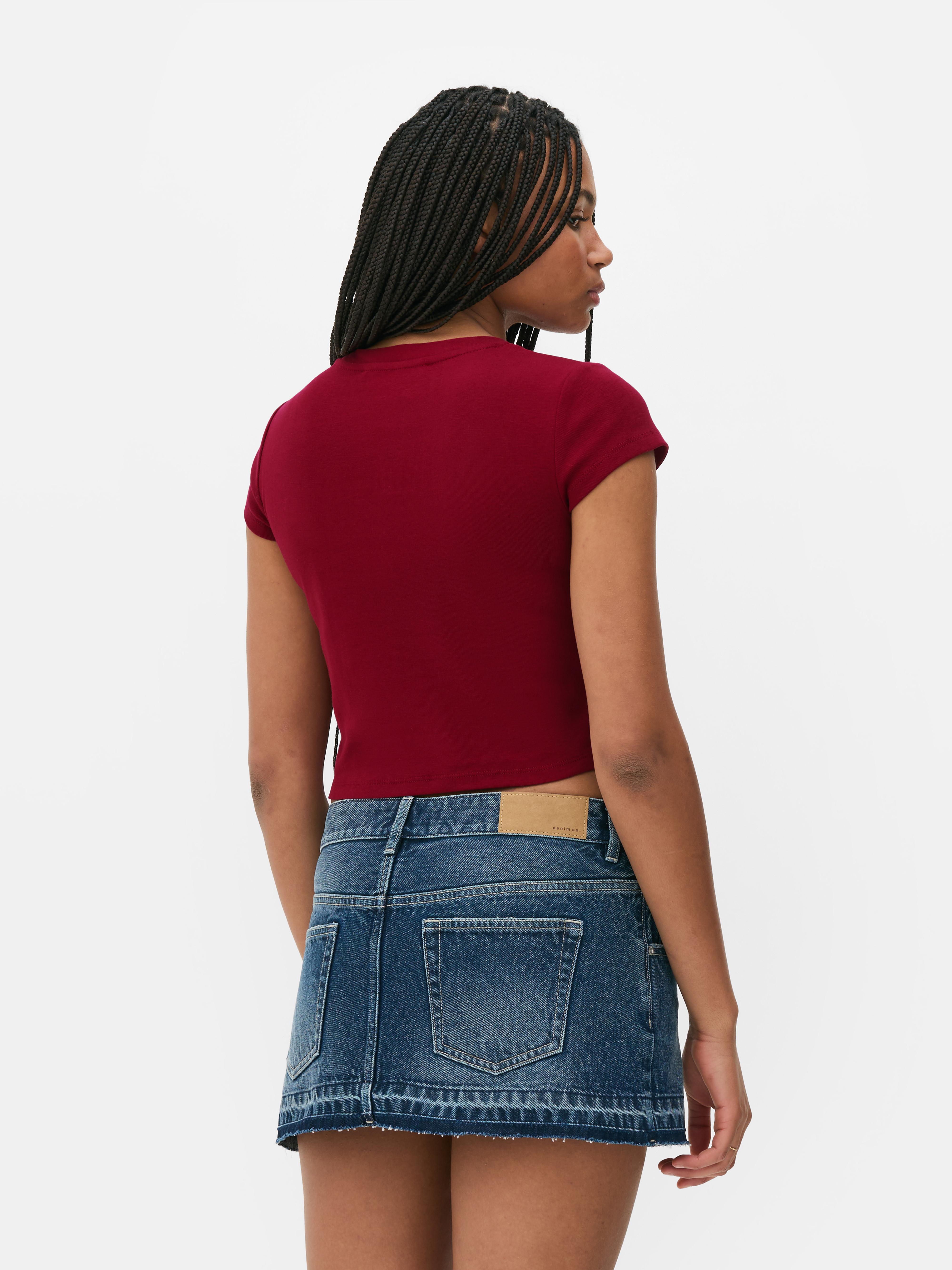 Appliqué Patch Cropped T-Shirt