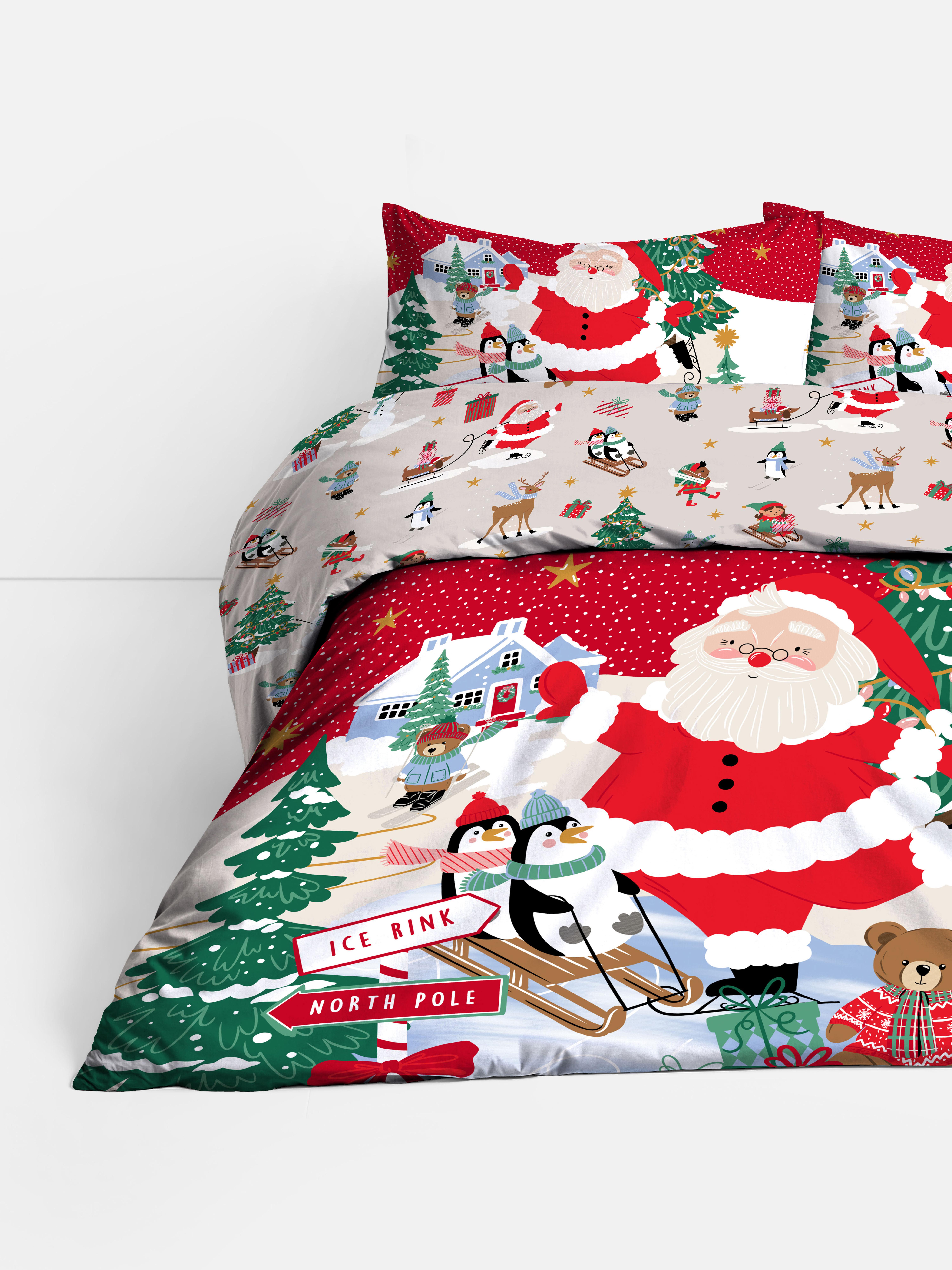 Reversible Santa Double Duvet Cover Set