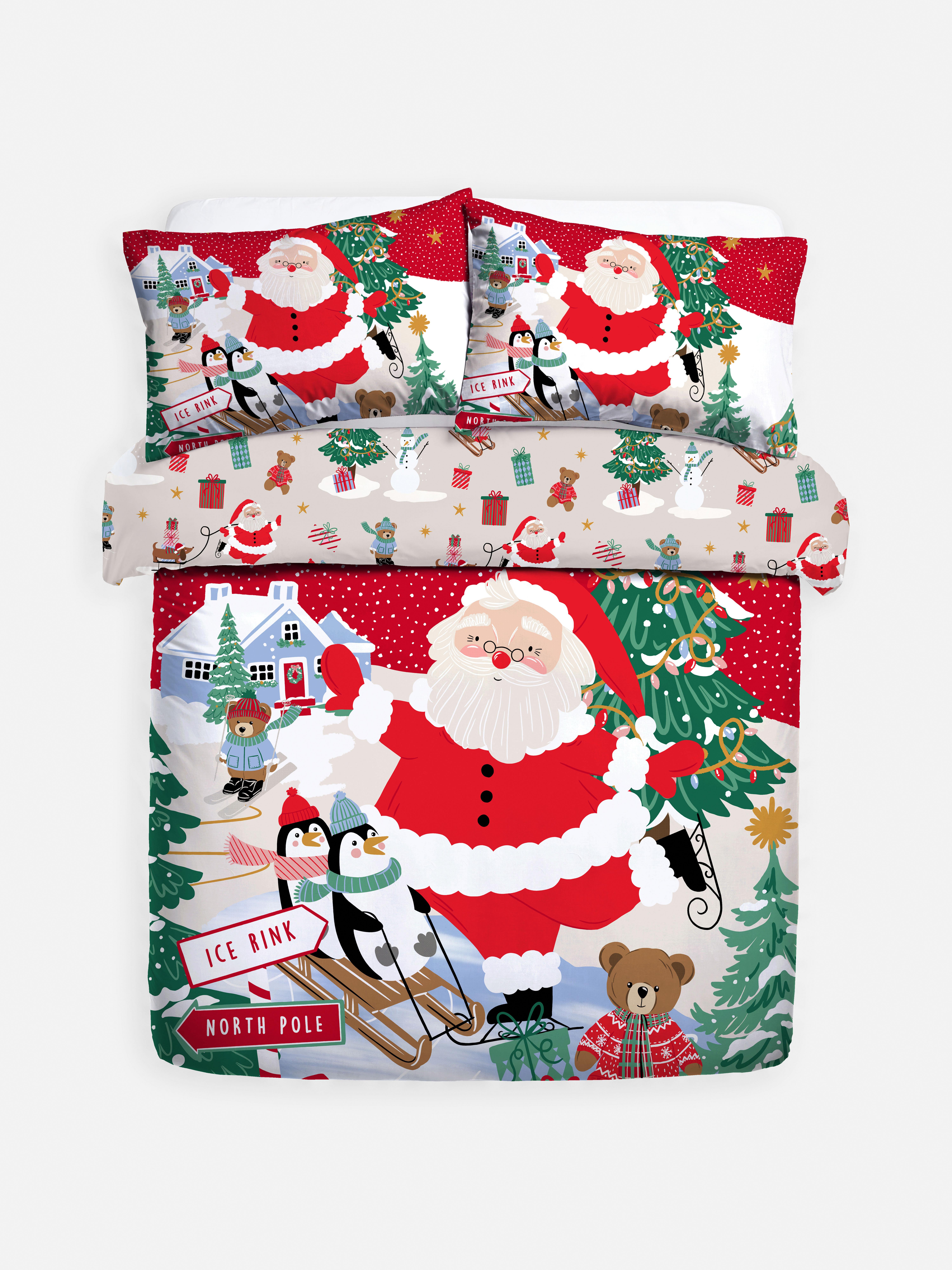 Reversible Santa Double Duvet Cover Set