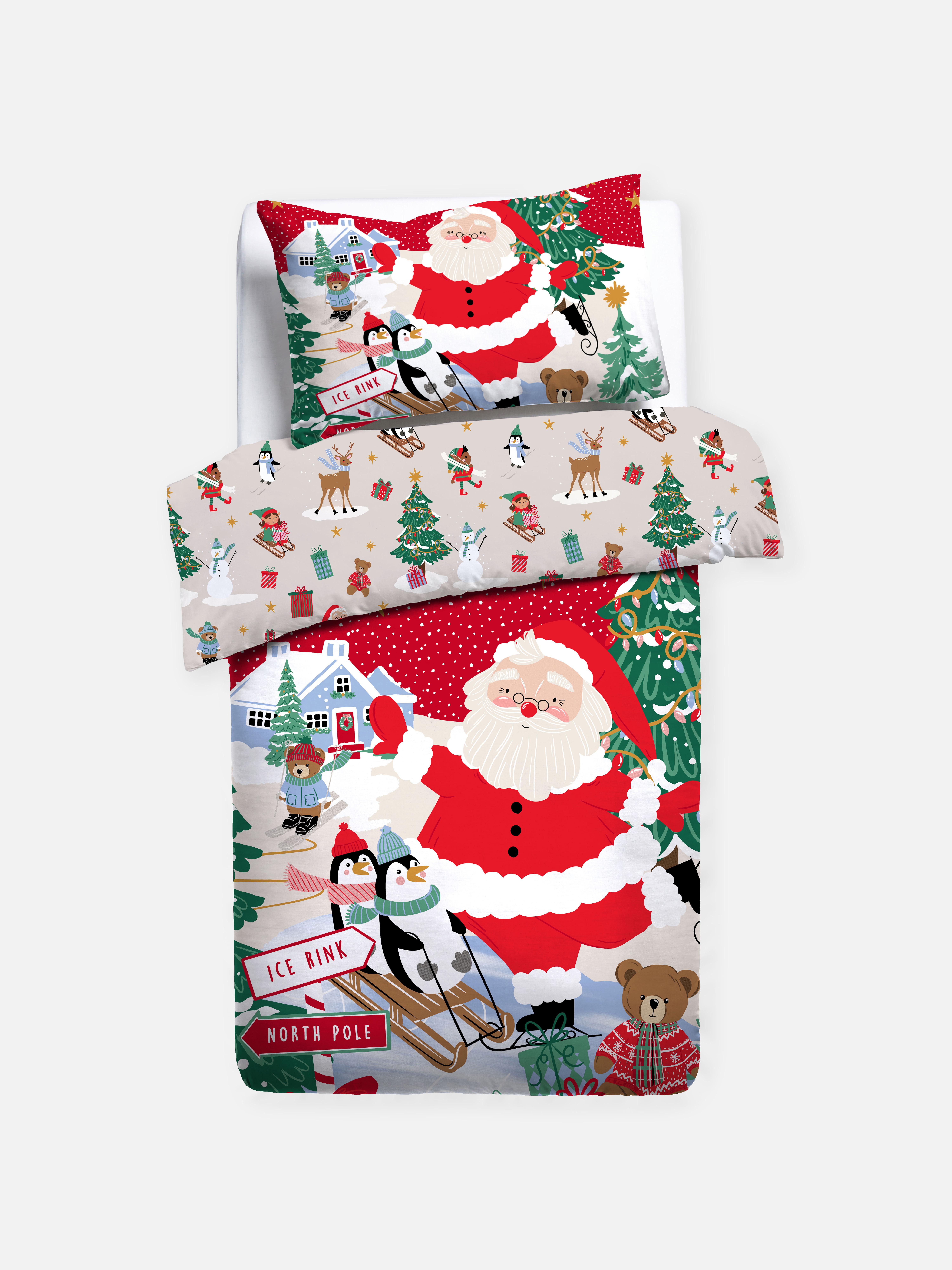 Reversible Santa Single Duvet Cover Set