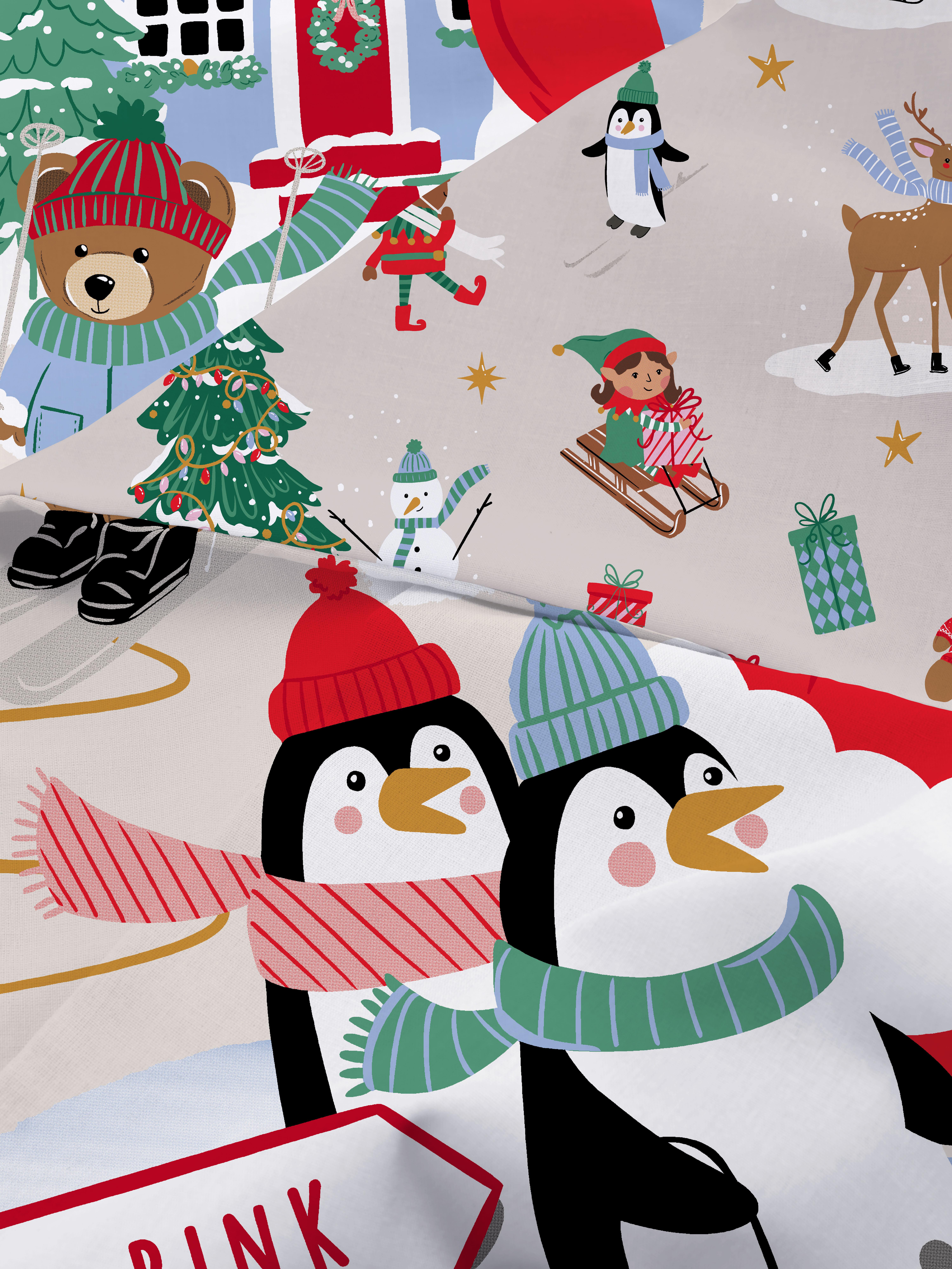 Reversible Santa Single Duvet Cover Set