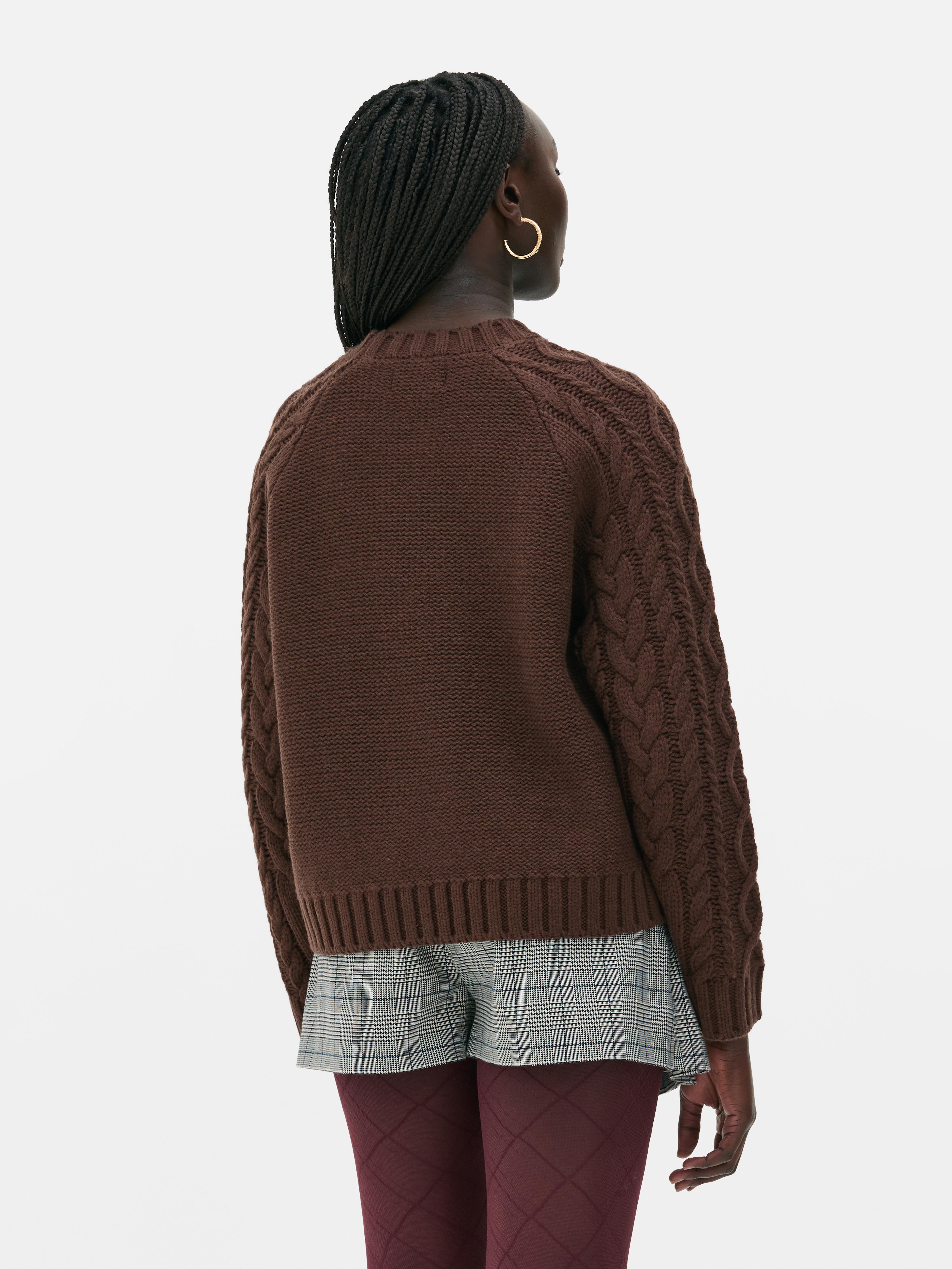 Rita Ora Oversized Cable Knit Sweater