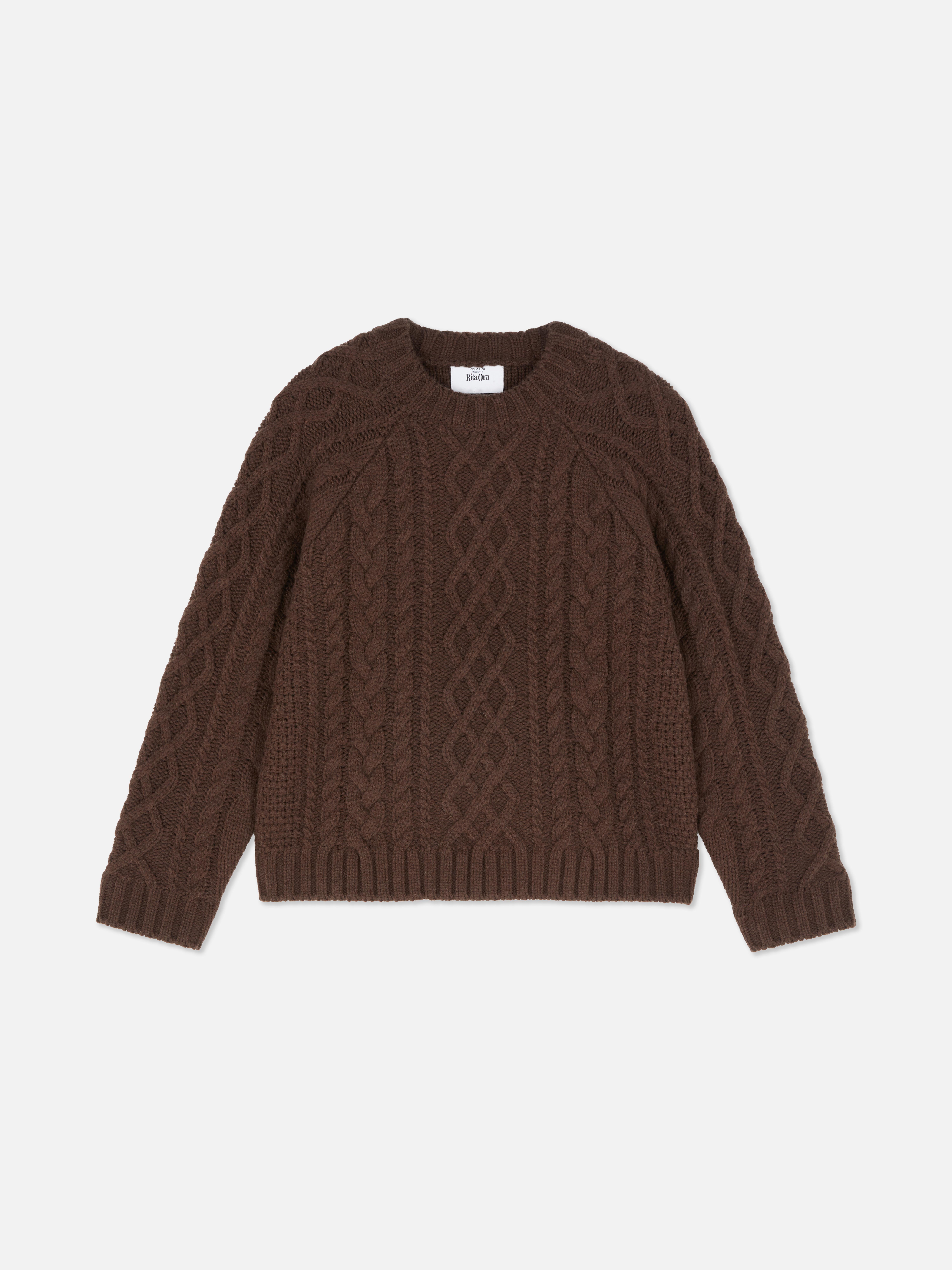 Rita Ora Oversized Cable Knit Sweater