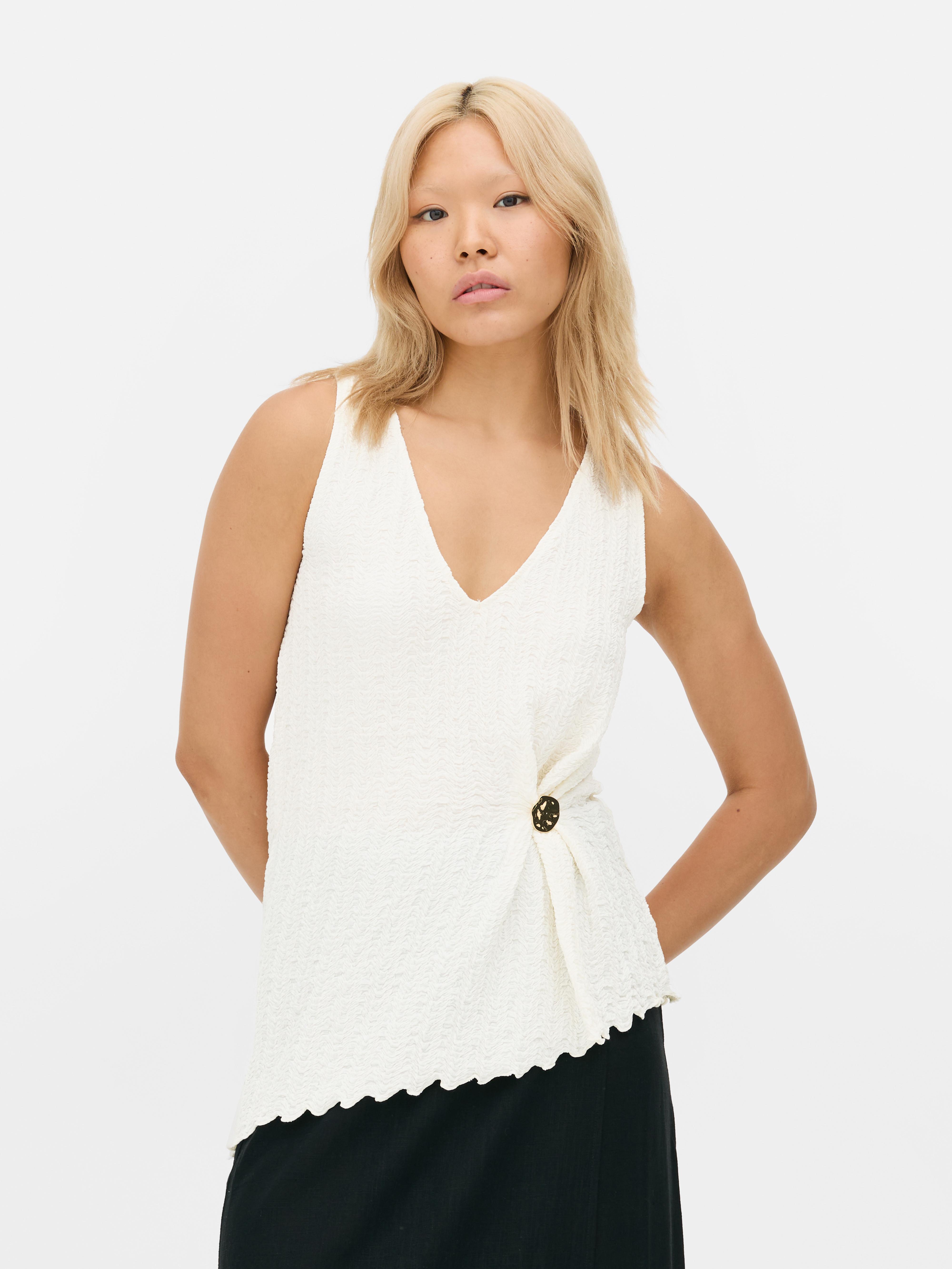 Sleeveless Textured Hardware Top
