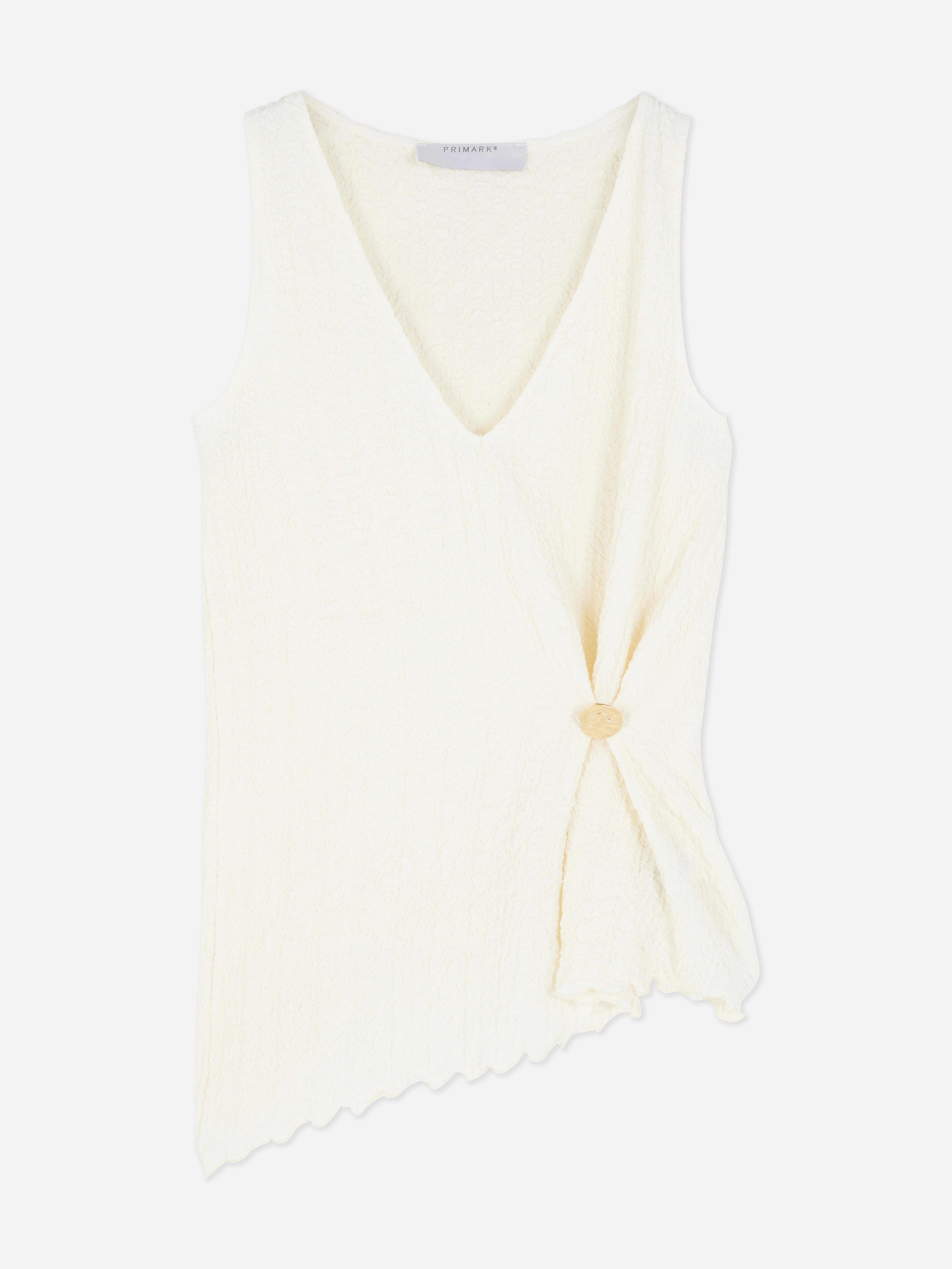 Sleeveless Textured Hardware Top