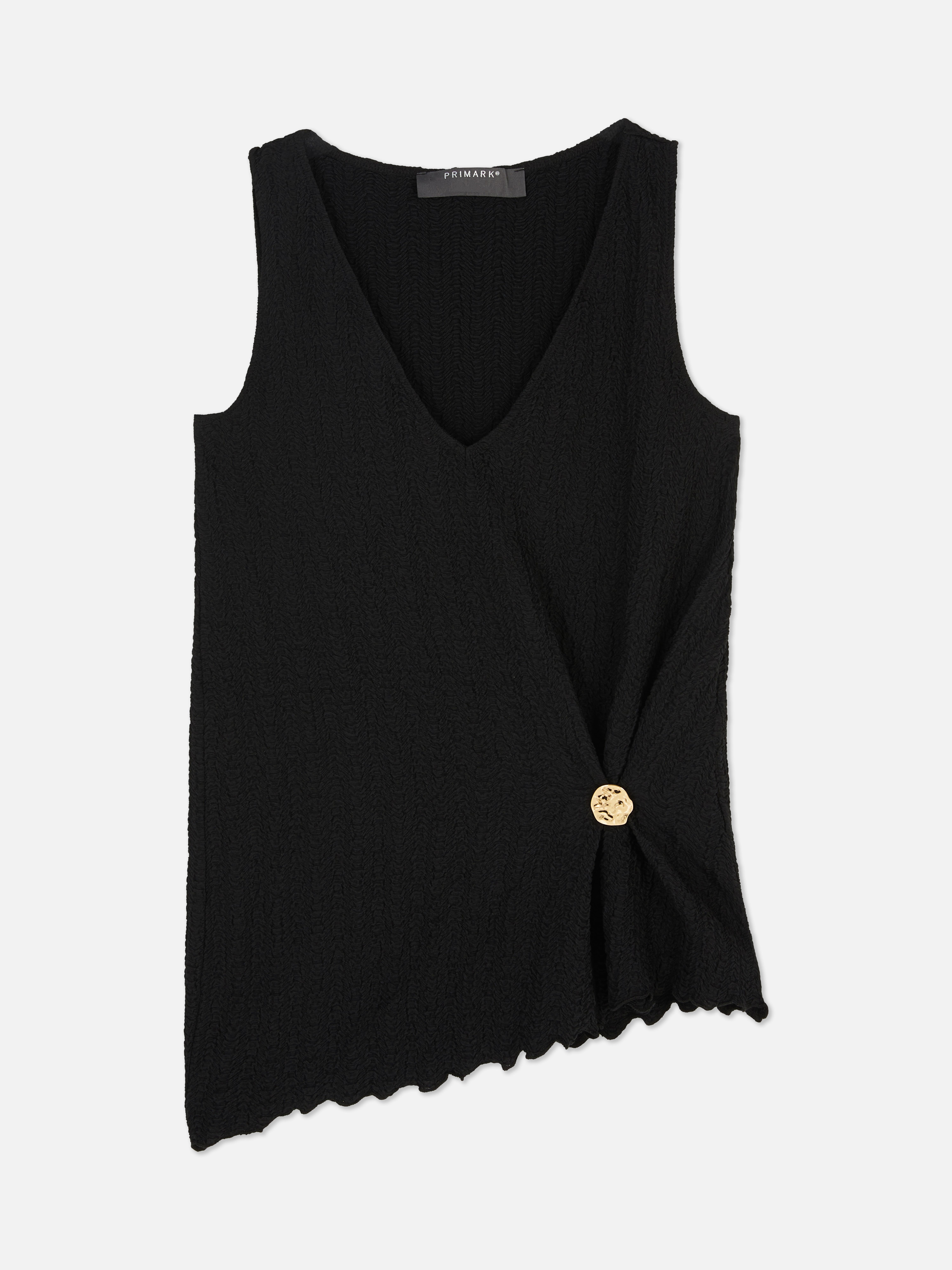 Sleeveless Textured Hardware Top