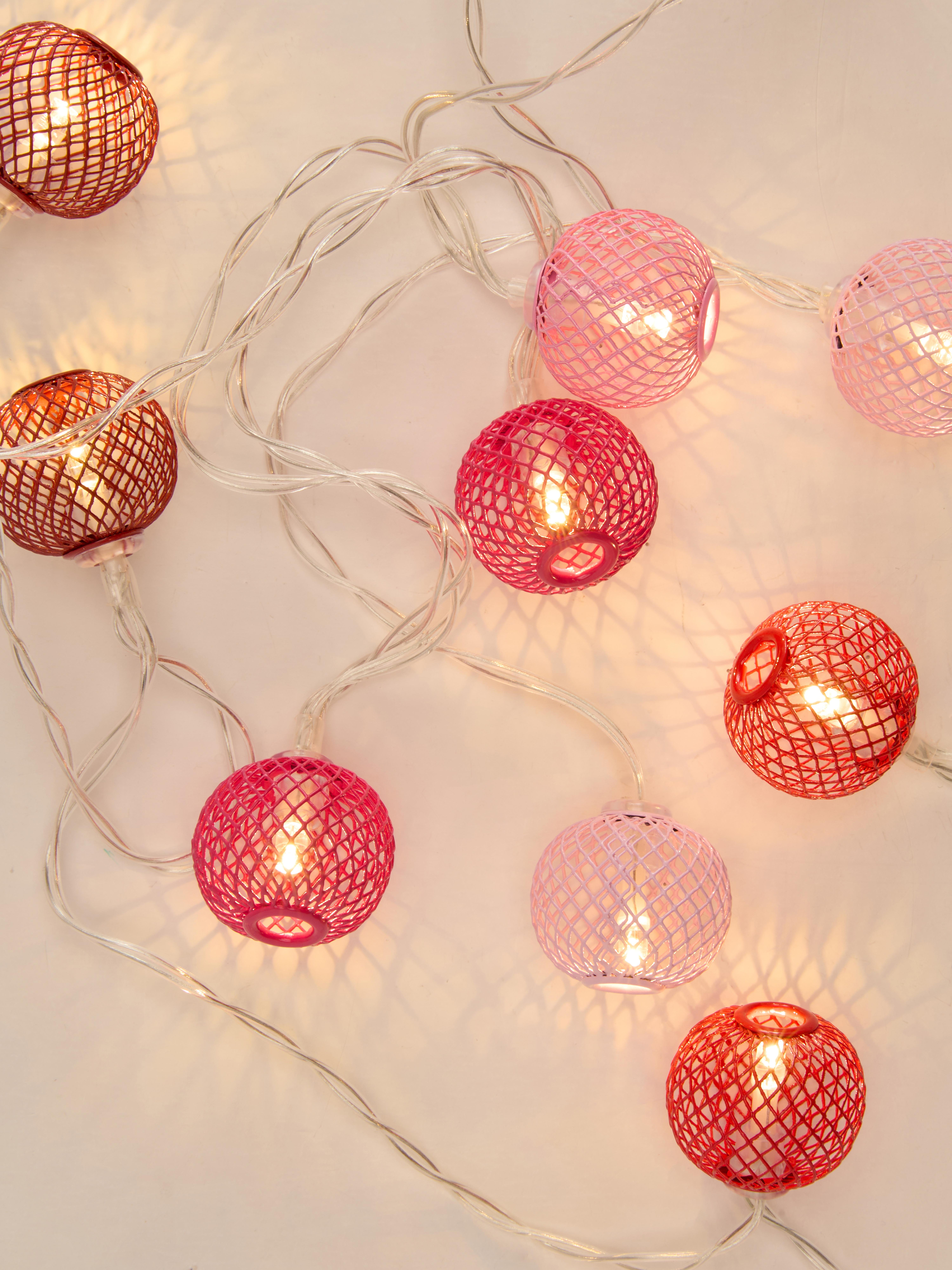 Ledlichtsnoer met geweven ballen, set van 10