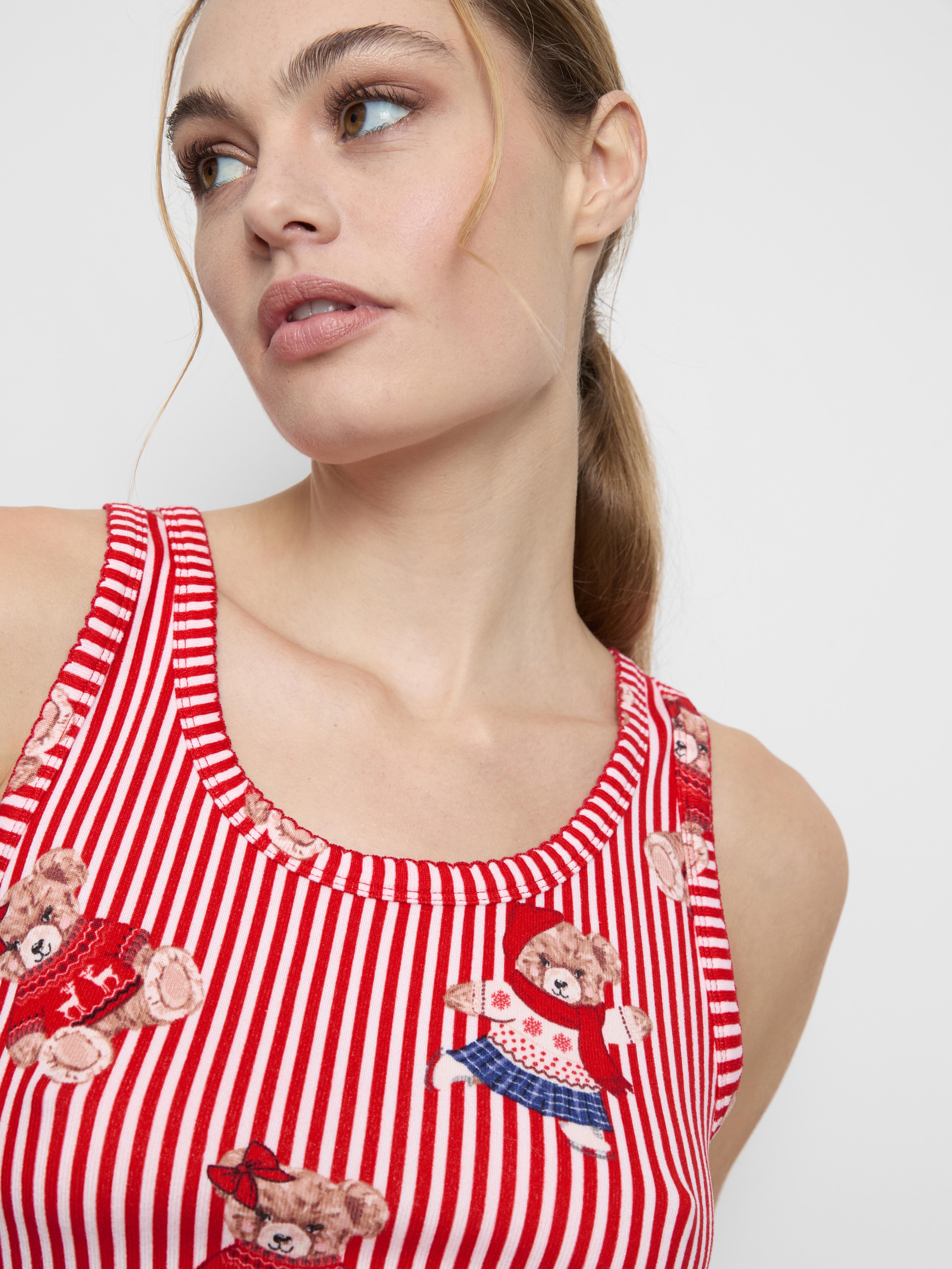 Christmas Teddy Bear Pyjama Vest Top