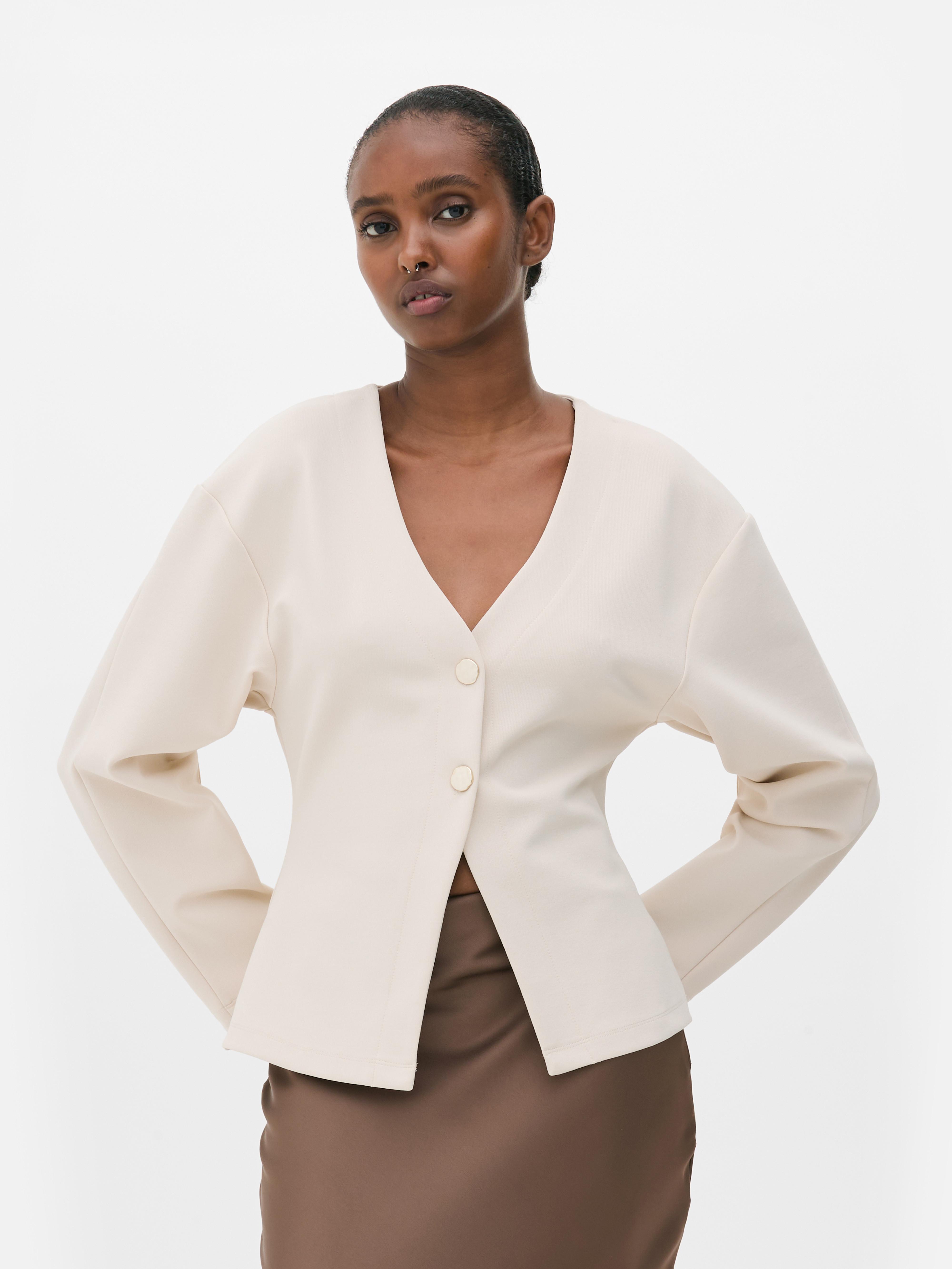 Structured Split Hem Cardigan