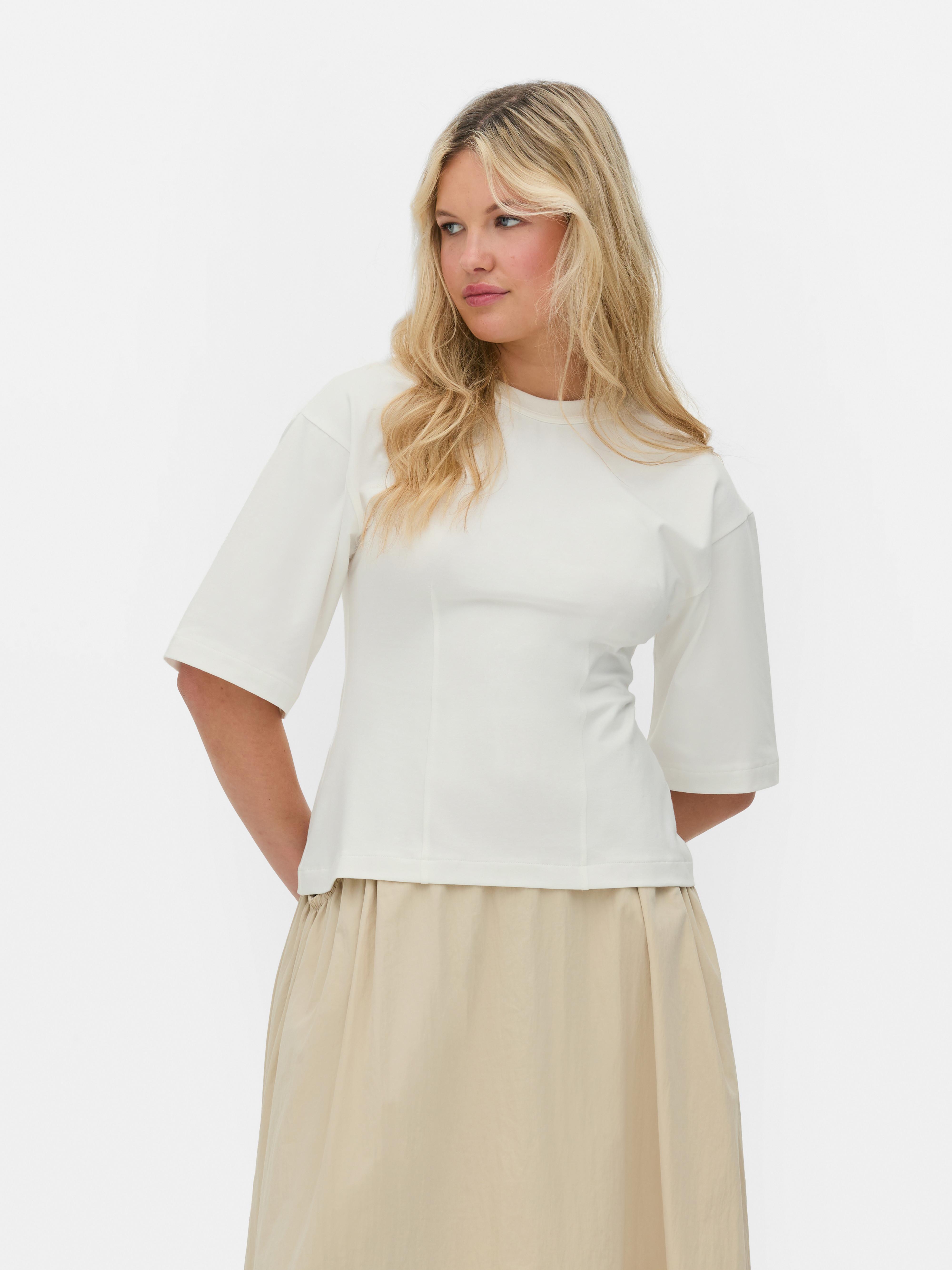 お買い得商品特集 - 販促エクスプレス Cinched Ivory Women's Short Primark | T-Shirt Sleeve トップス