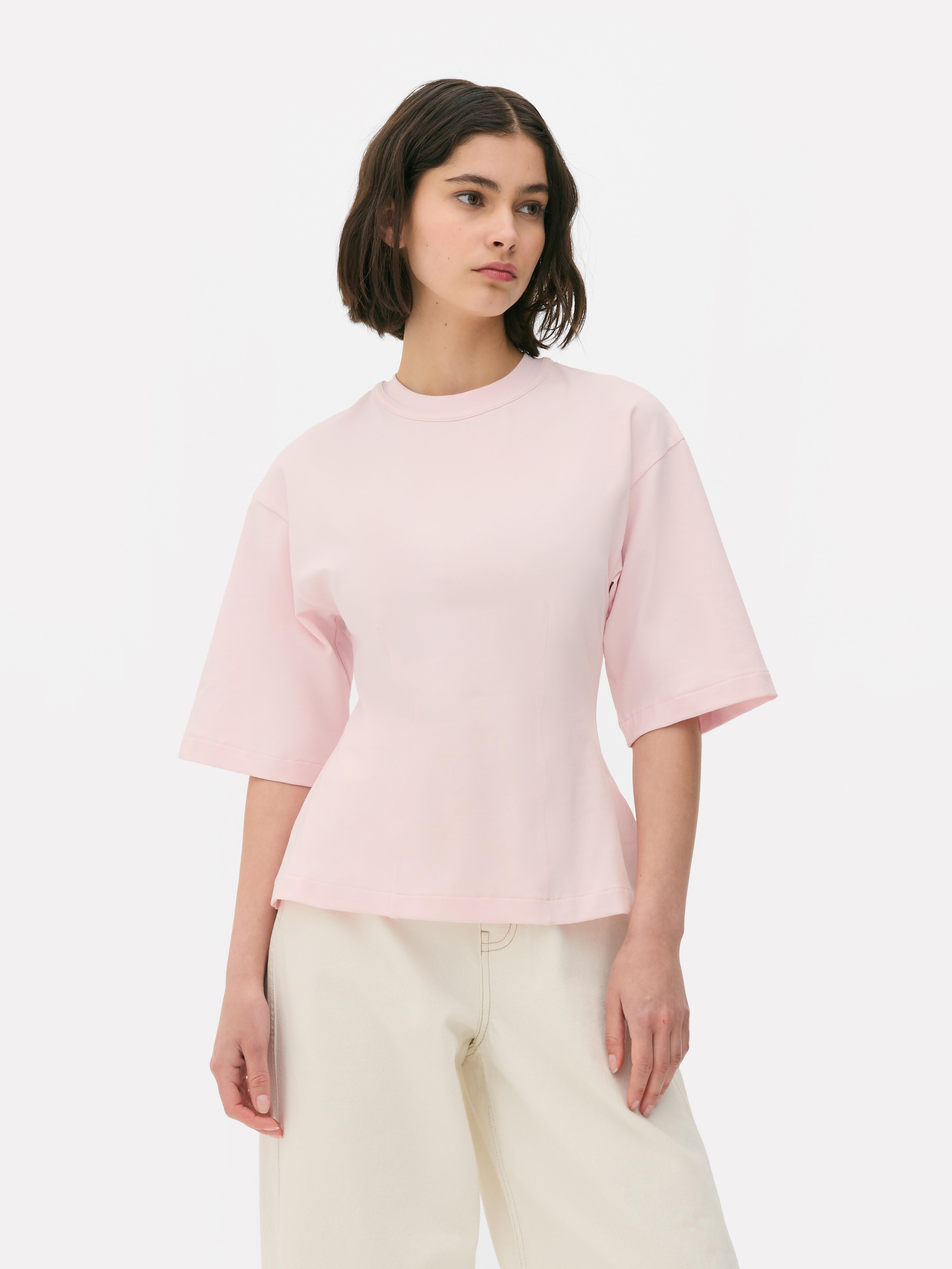 ★ason★ WISH RIBBED BUTTON TEE PINK AS_P0000CDH Women's Short Sleeve Ribbed T-Shirt - A New Day™ Light Pink