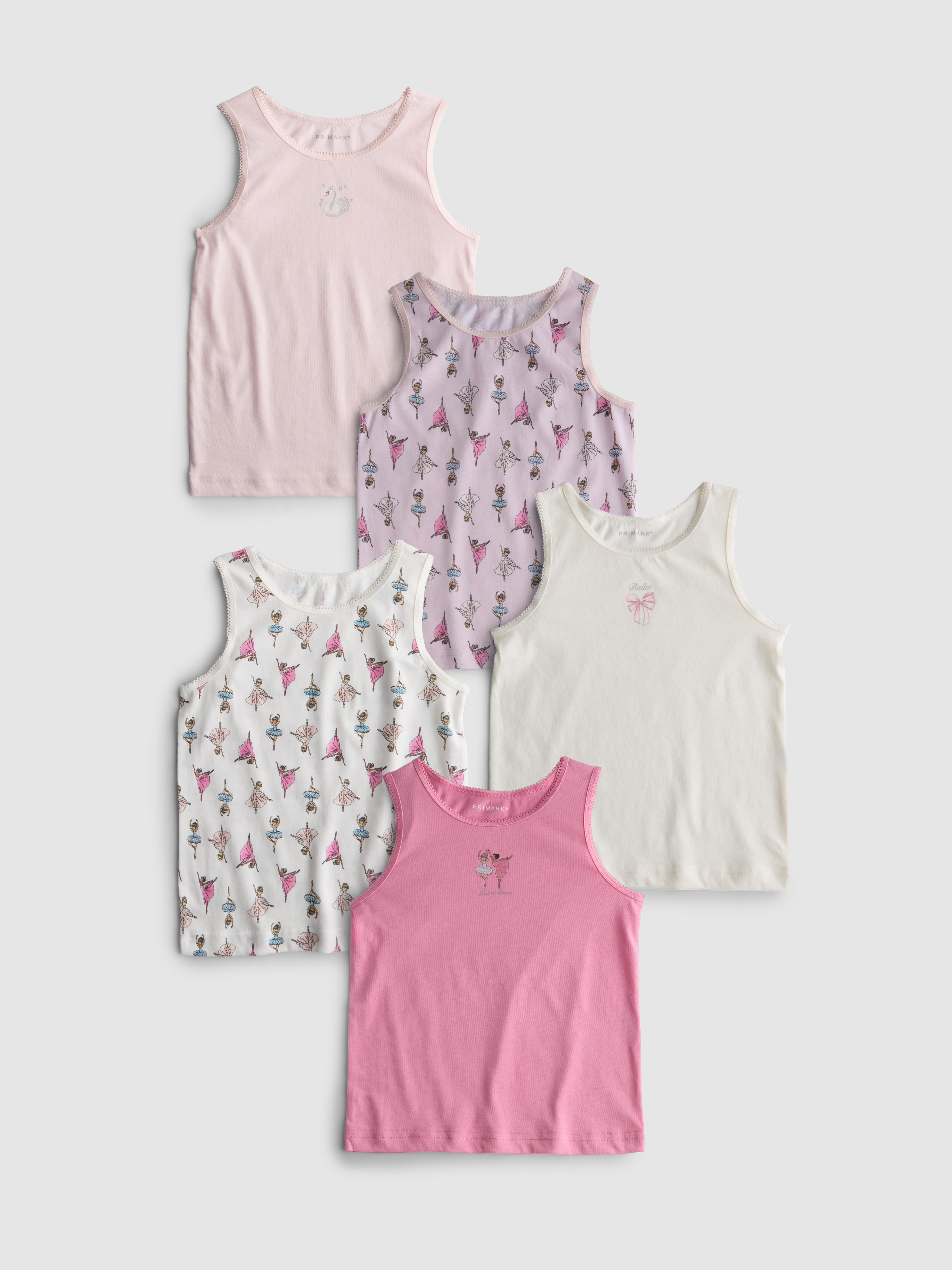 Girls Pink 1.5-12yrs | 4pk Ballerina Graphic Vests