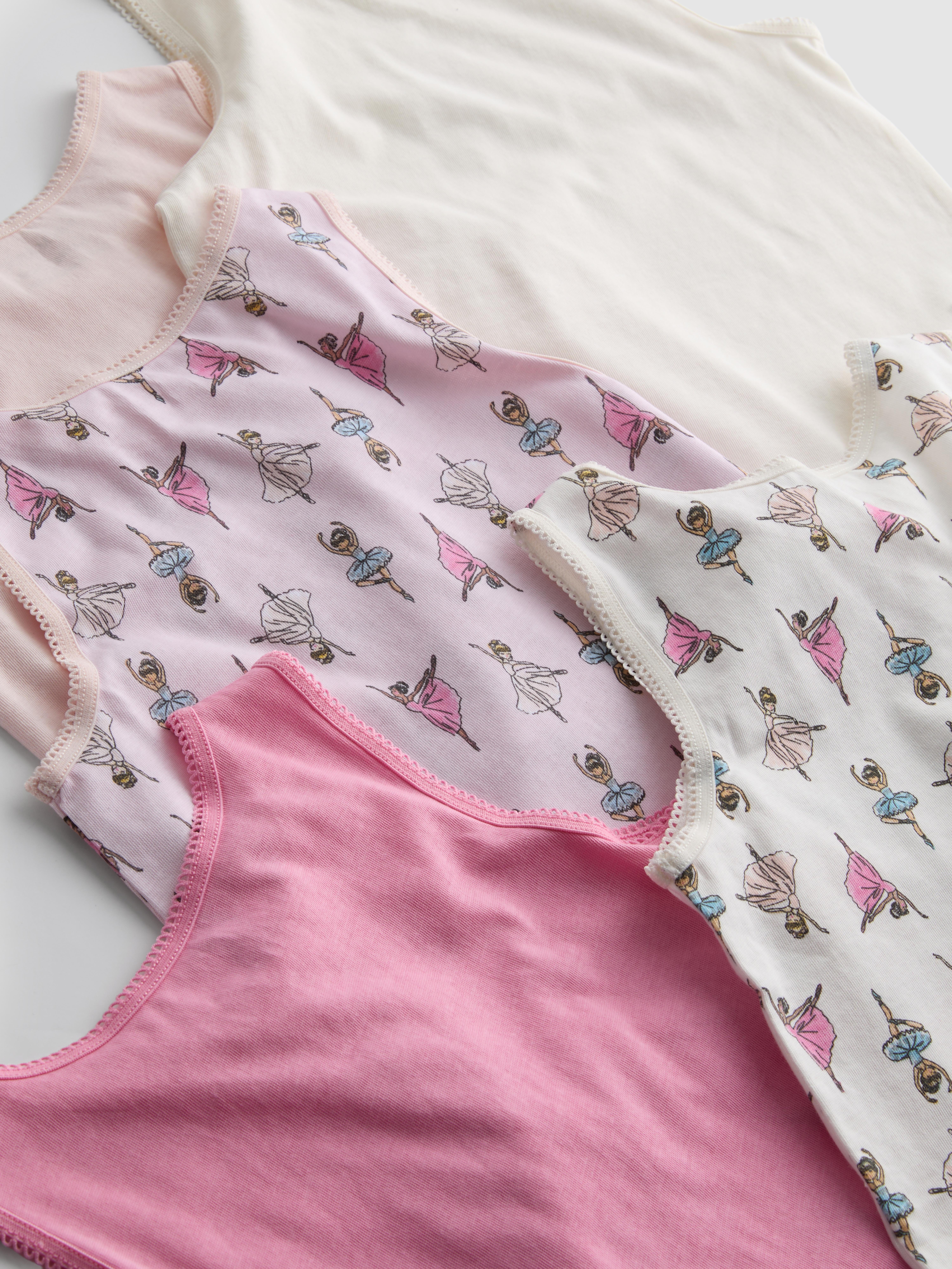 Girls Pink 1.5-12yrs | 4pk Ballerina Graphic Vests