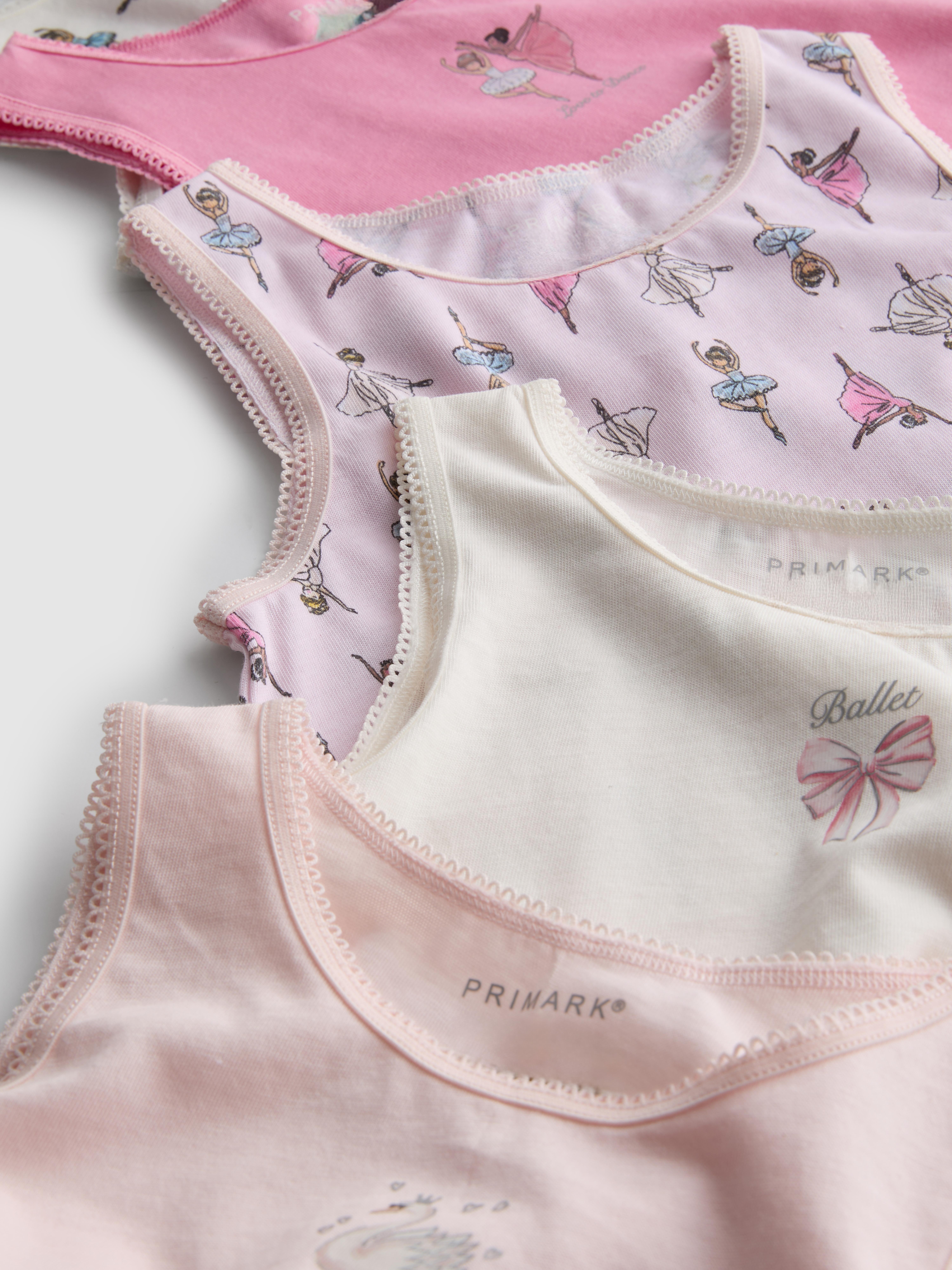 Girls Pink 1.5-12yrs | 4pk Ballerina Graphic Vests