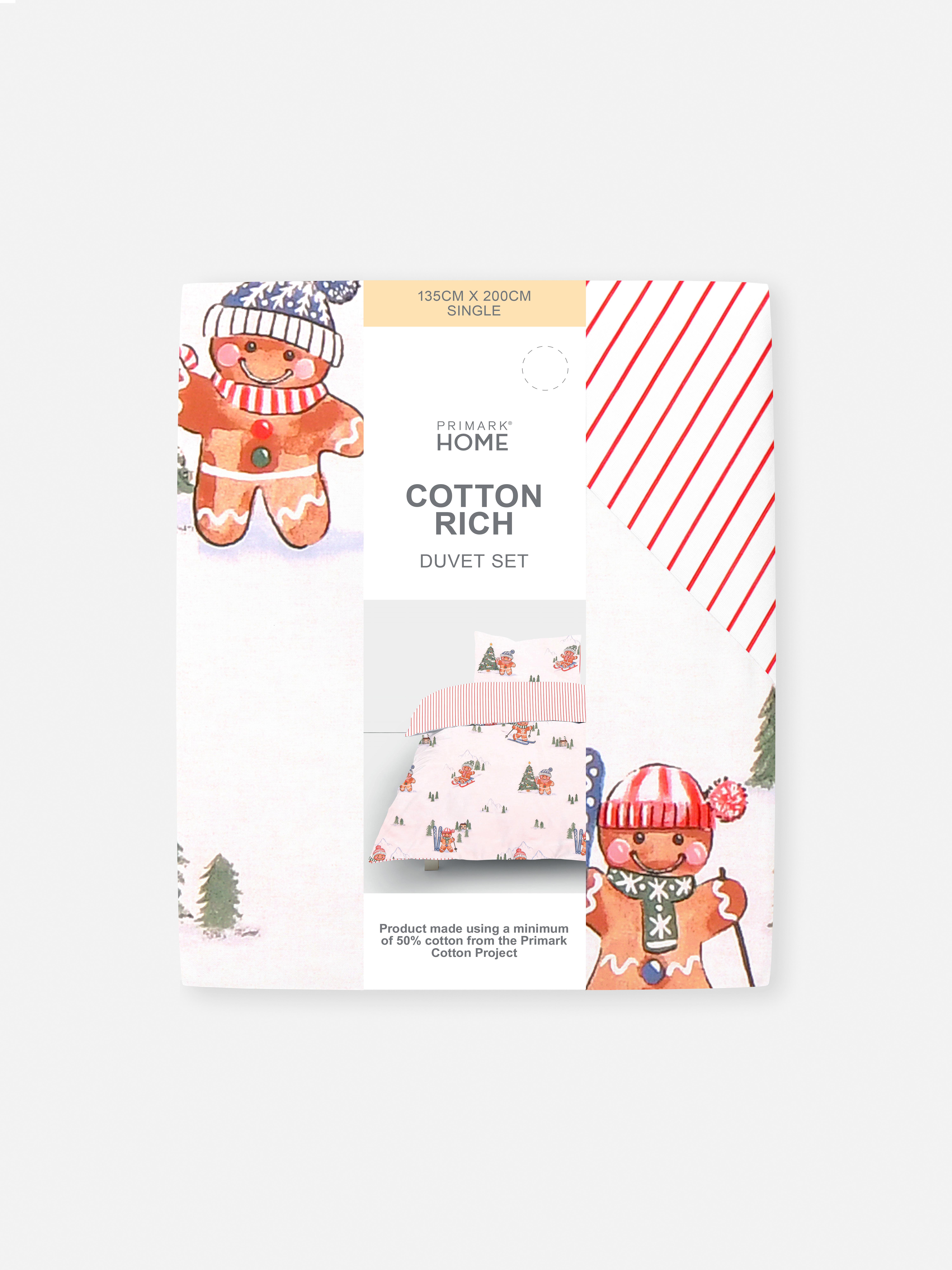 Reversible Gingerbread Single Duvet Cover Set