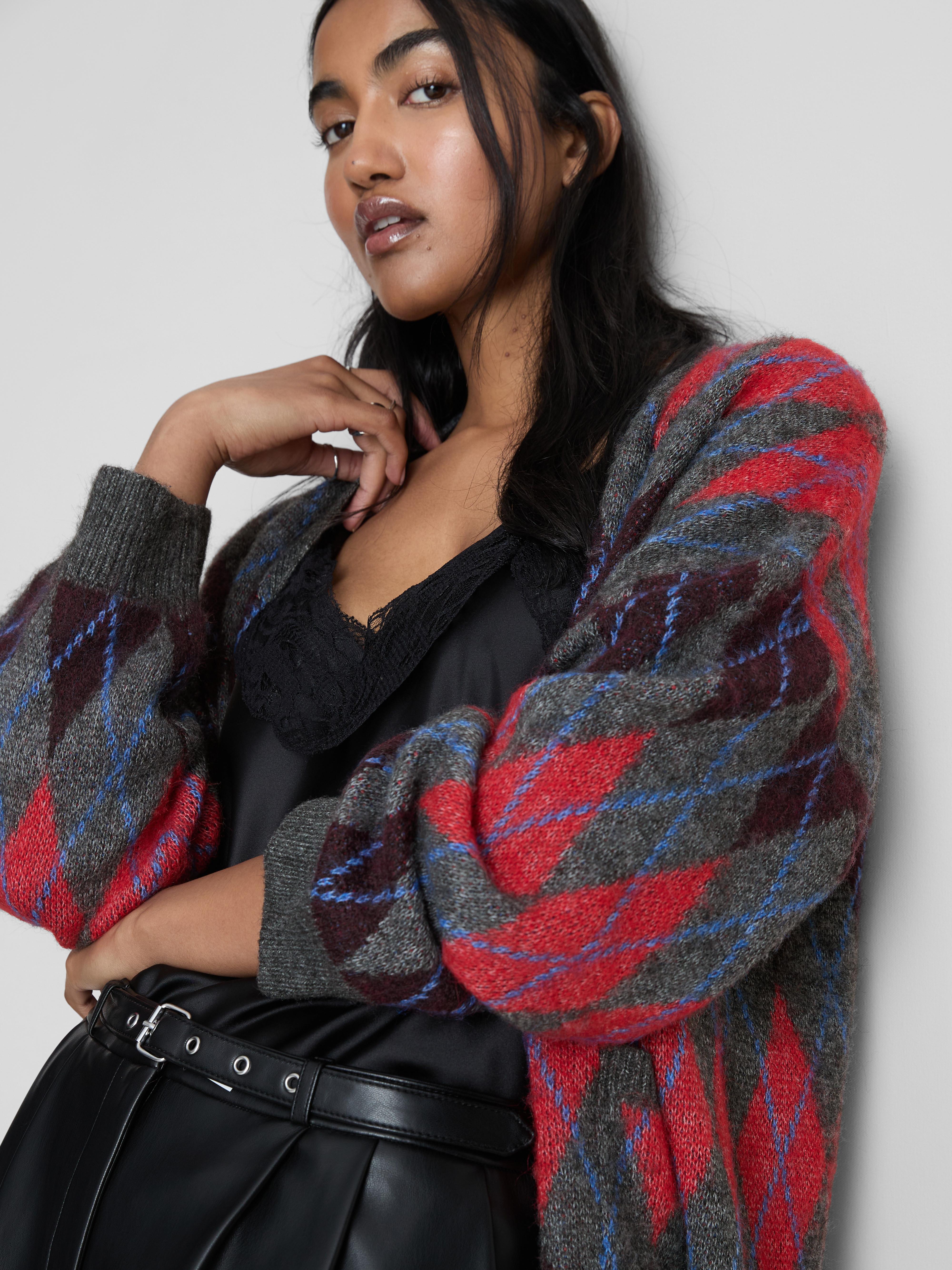 Relaxed Argyle Cardigan