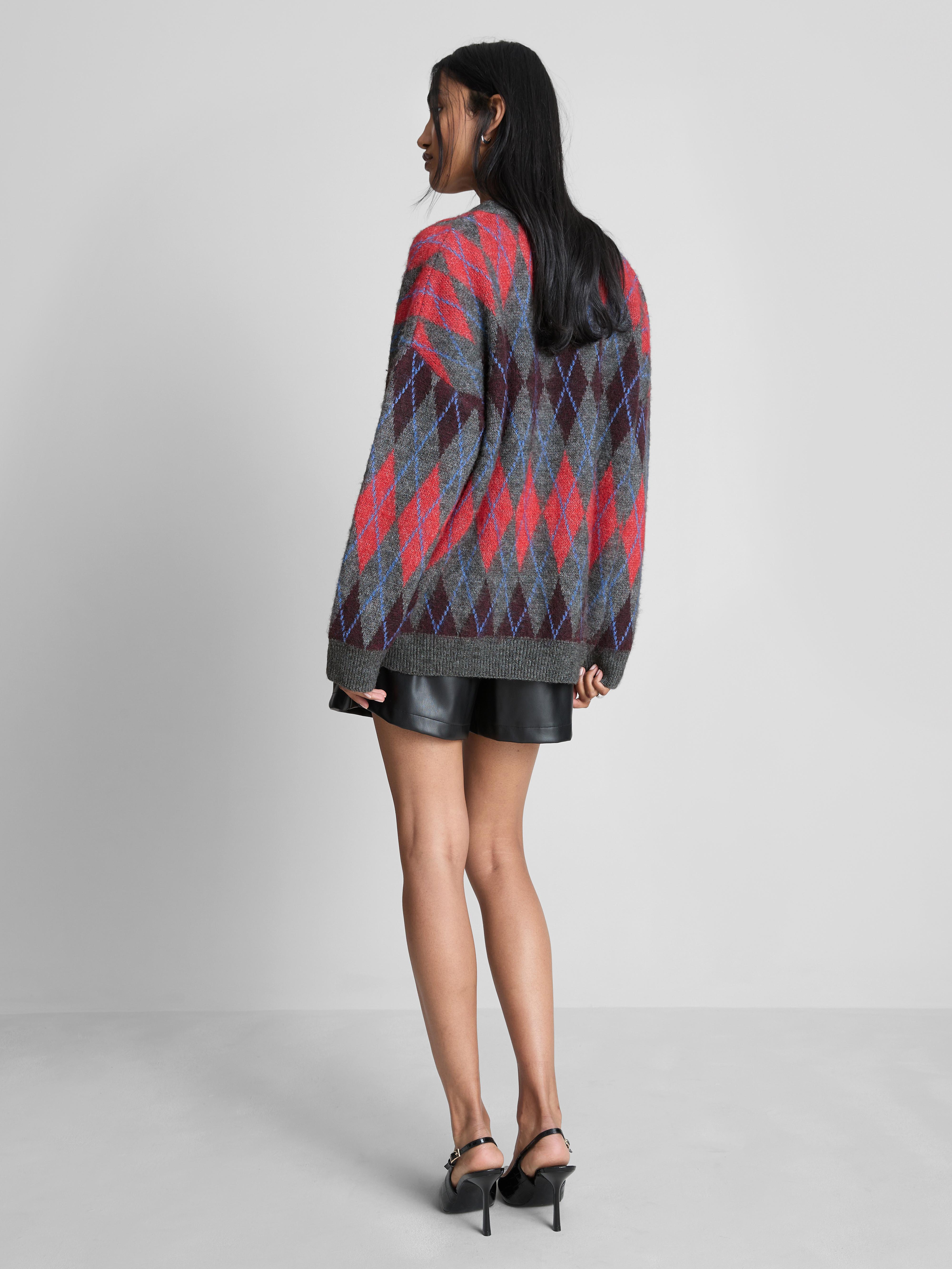 Relaxed Argyle Cardigan