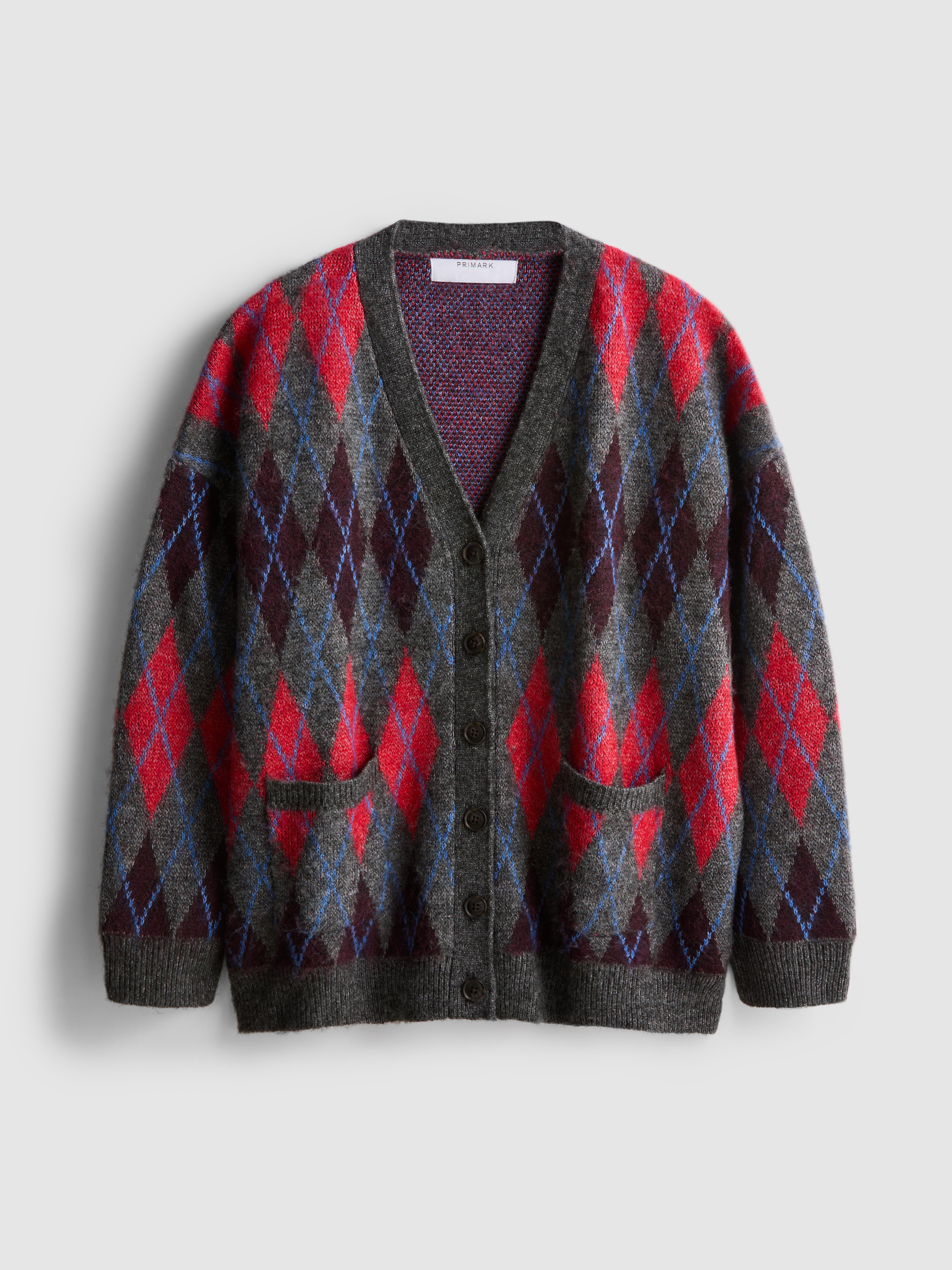 Relaxed Argyle Cardigan