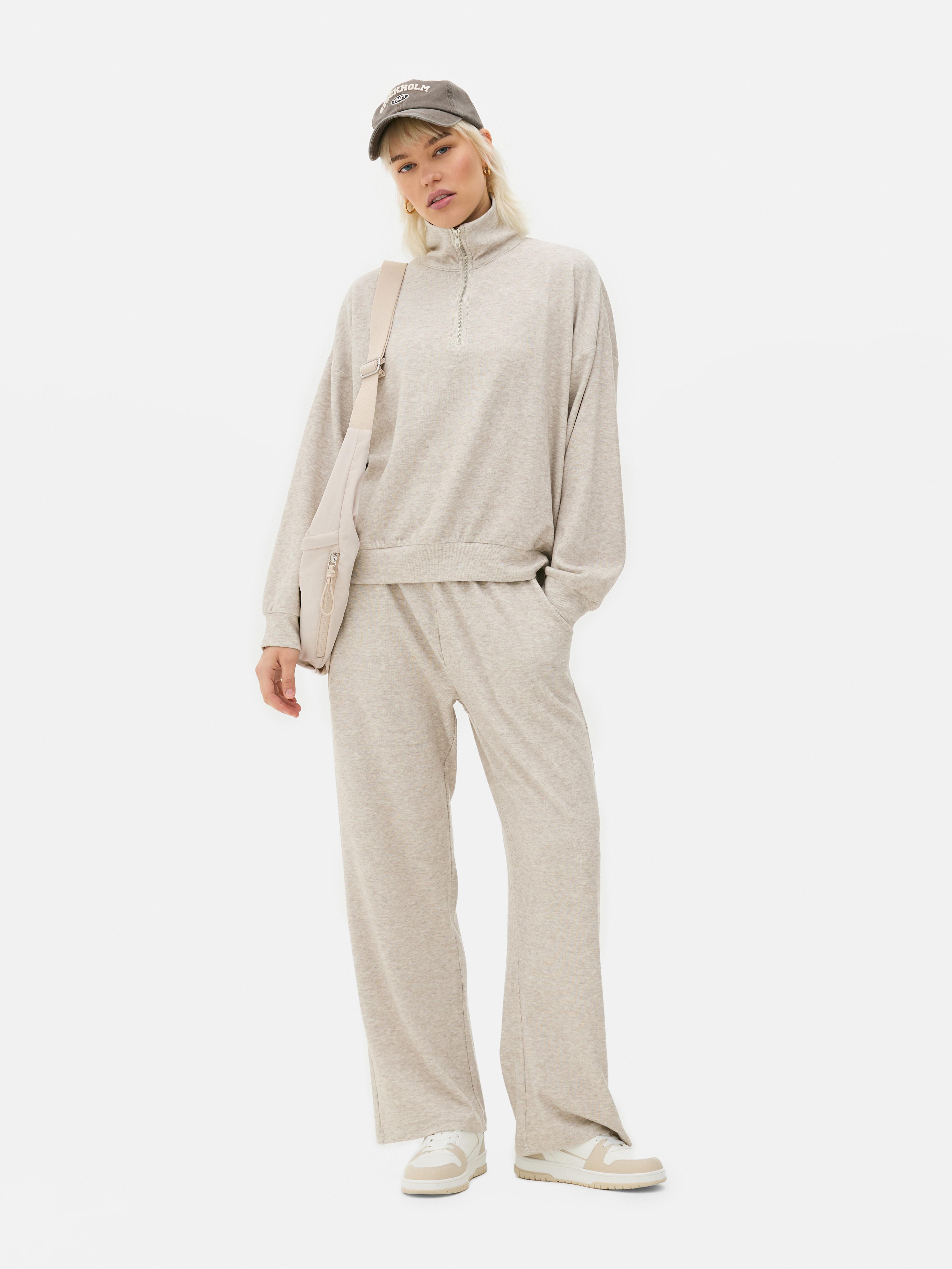 Ribbed Half Zip Sweatshirt Oatmeal