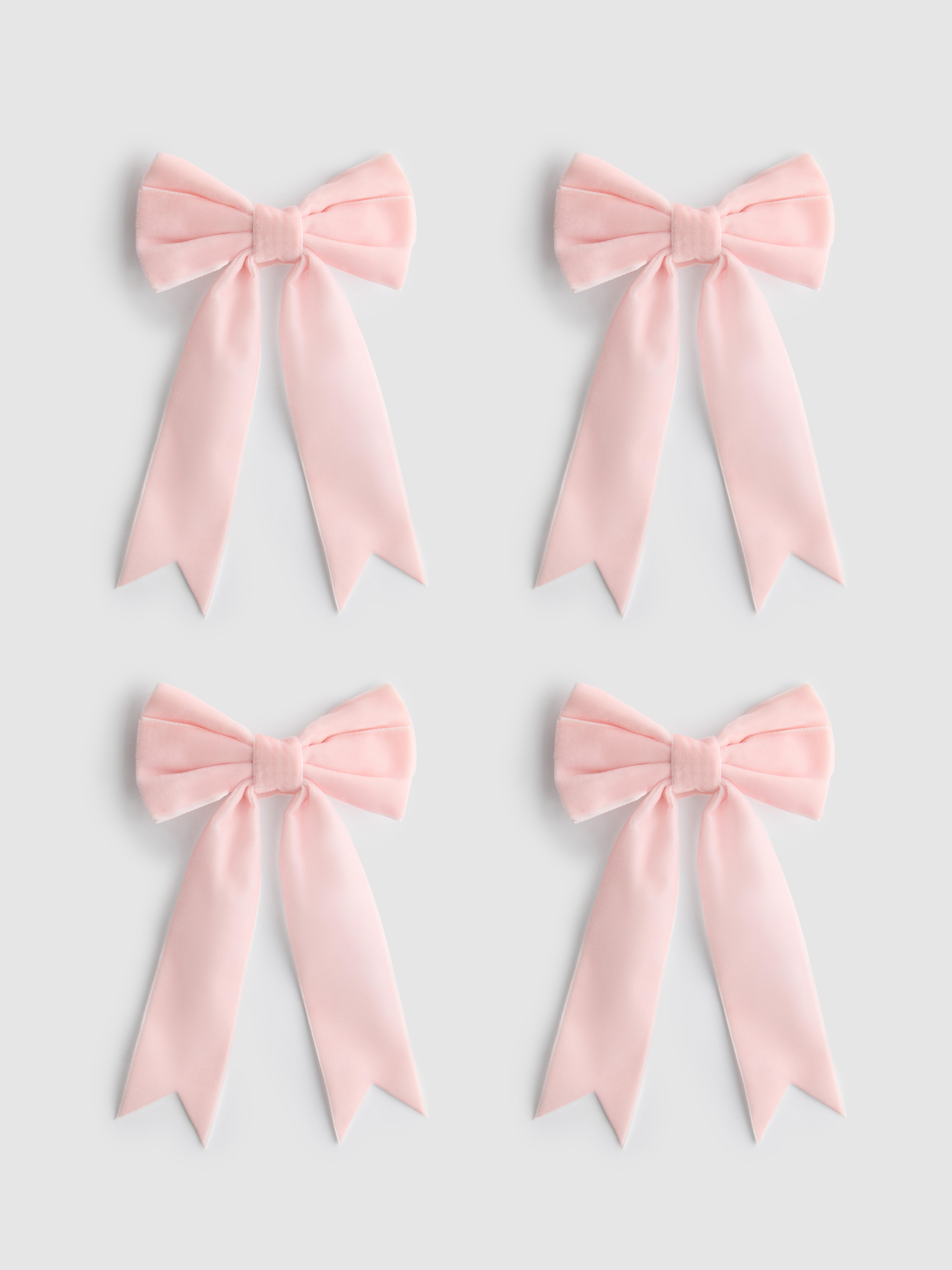 4pk Bow Clip Christmas Decorations Pink