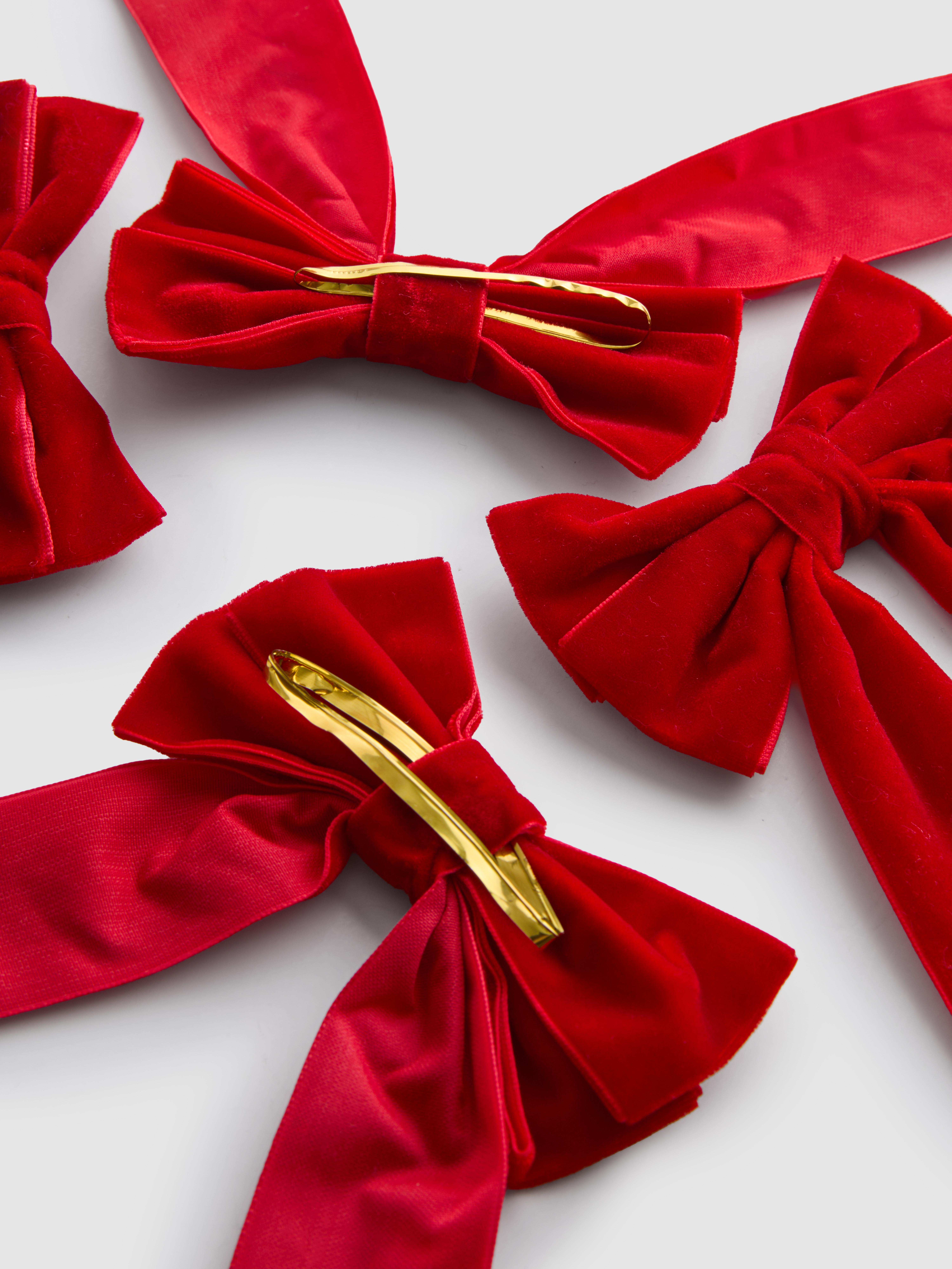 Świąteczne ozdoby z motywem kokard na klips, 4 szt.