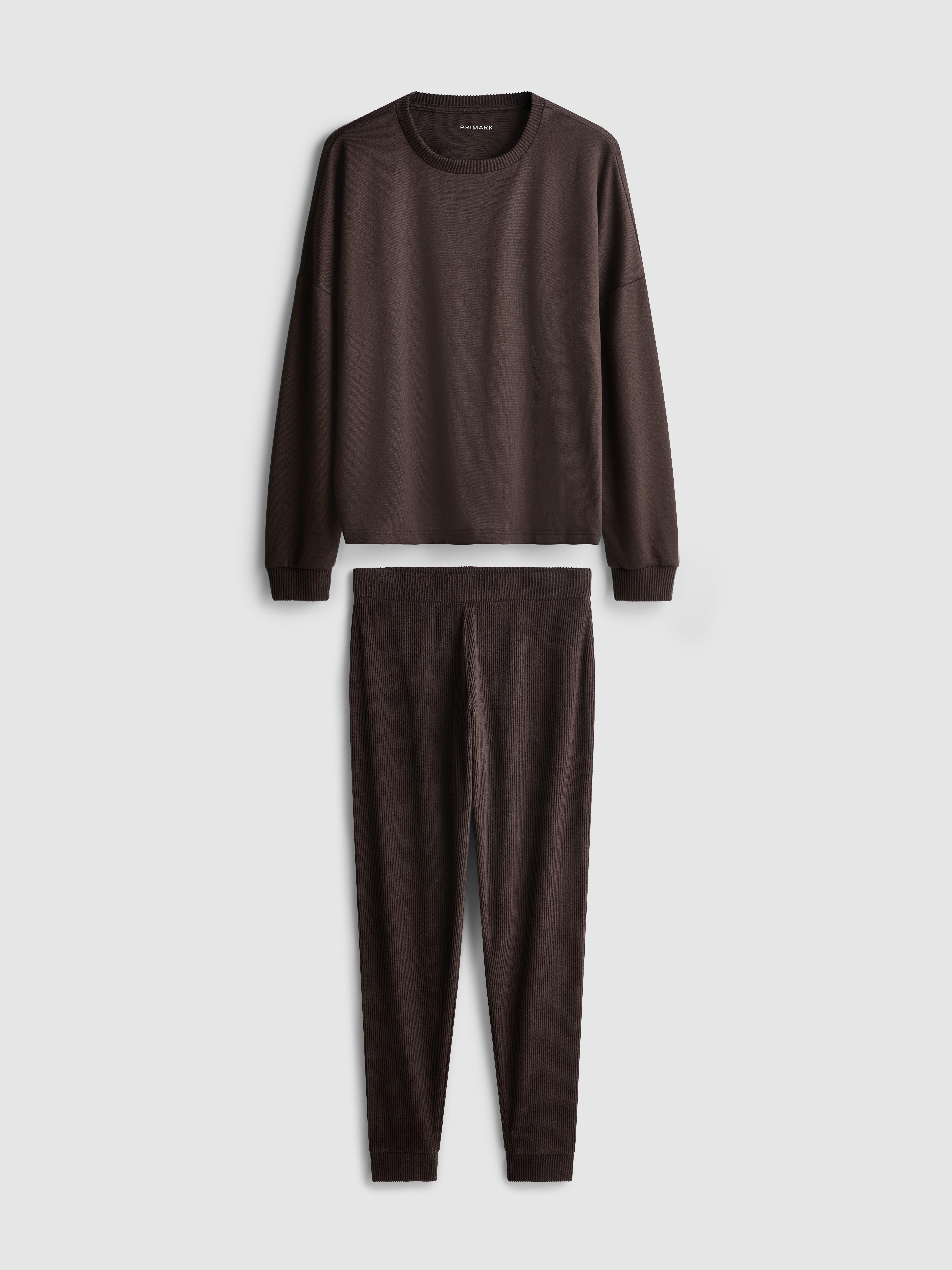 Super Soft Sweatshirt Pyjama Set Chocolate