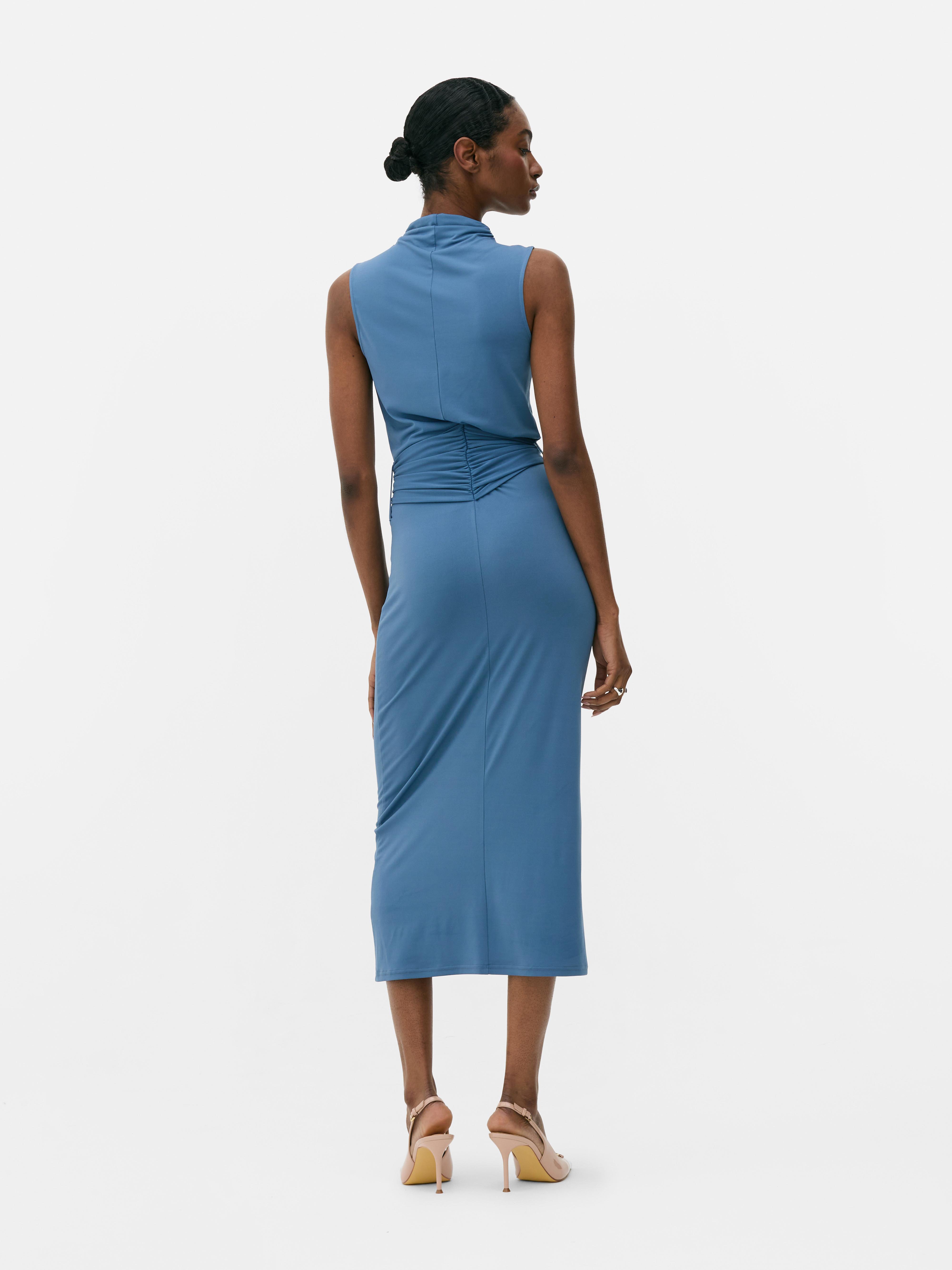 Sleeveless Draped Midi Dress