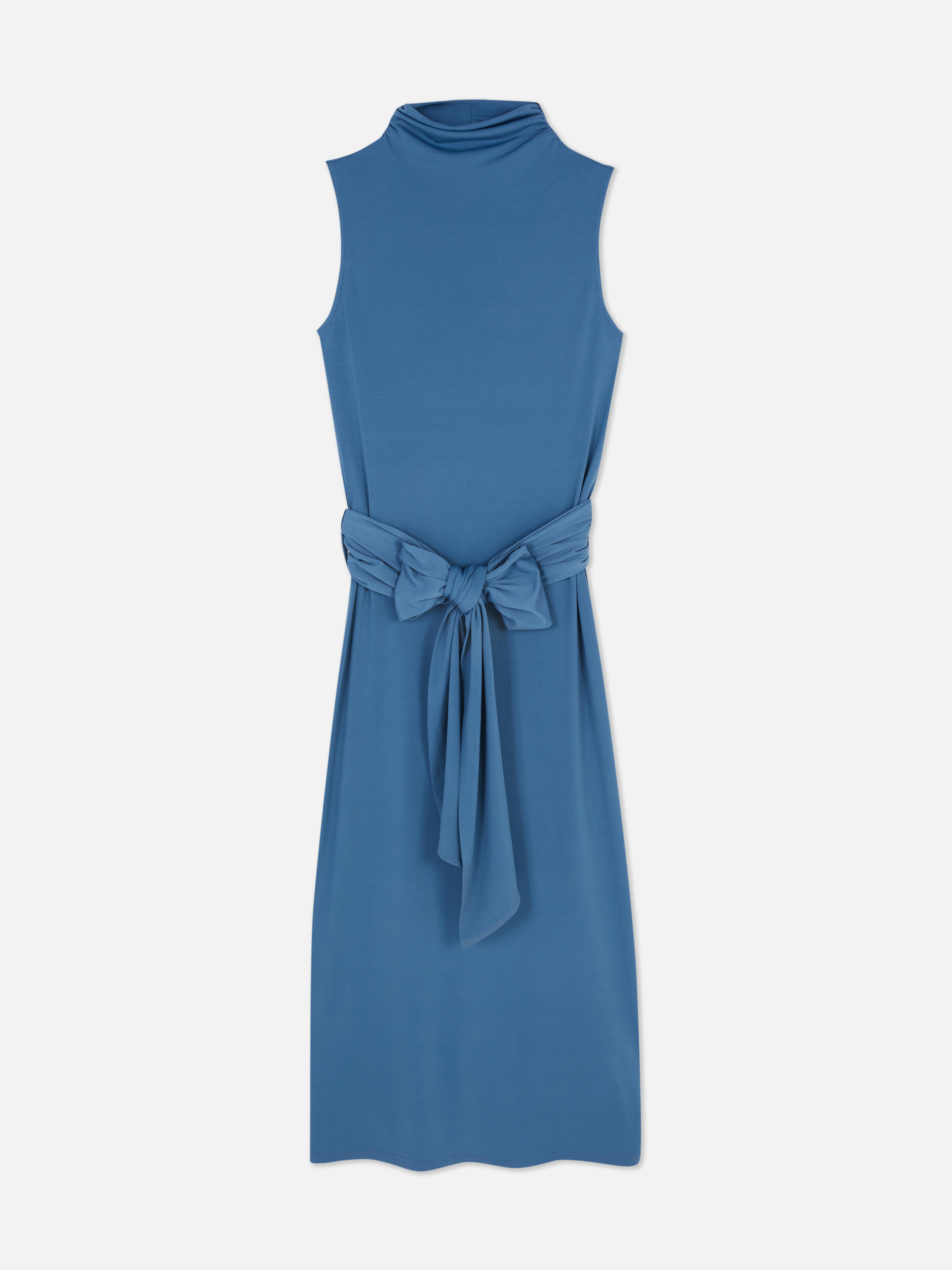 Sleeveless Draped Midi Dress