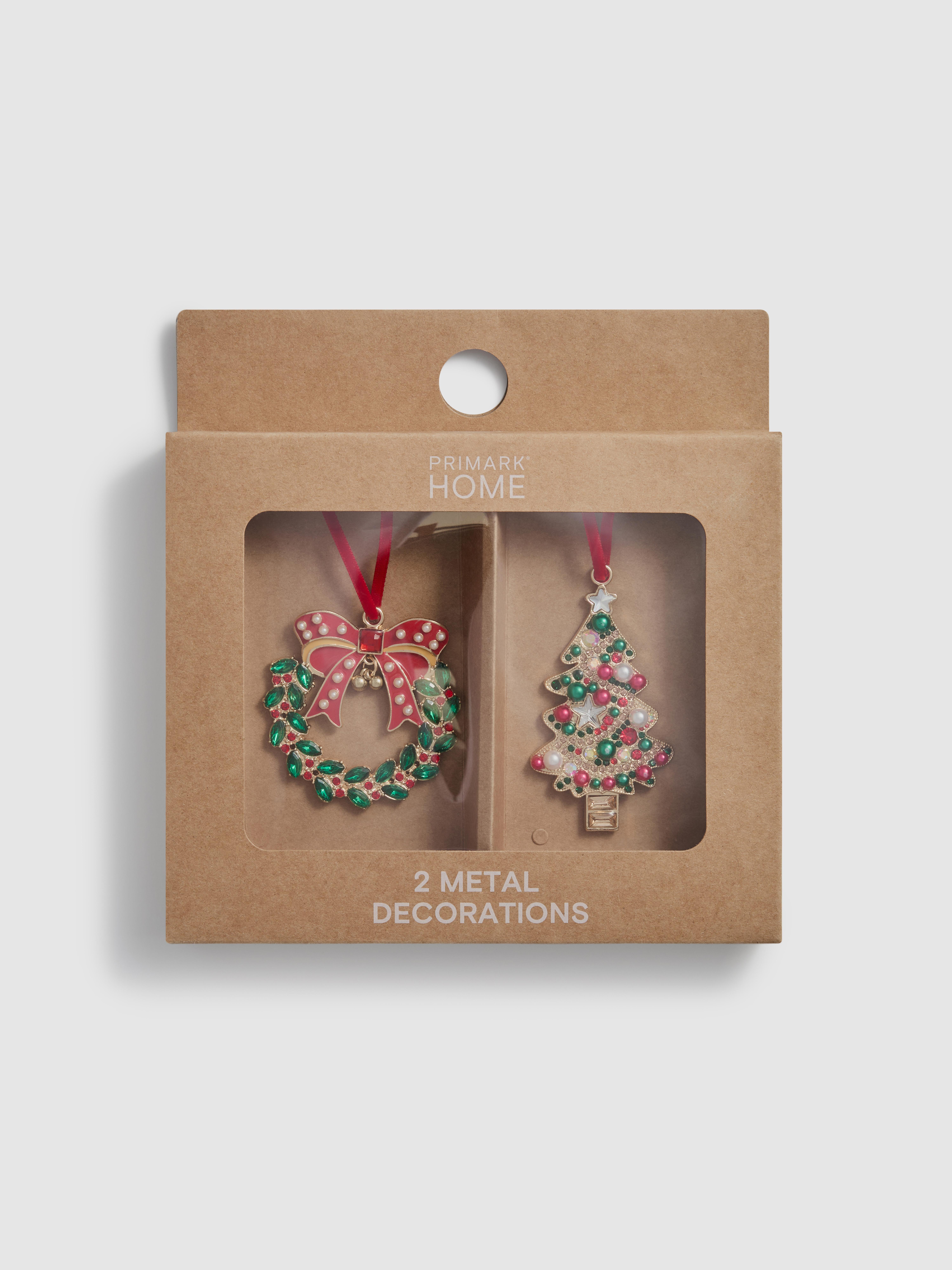 Lot de 2 décorations de Noël à strass à suspendre