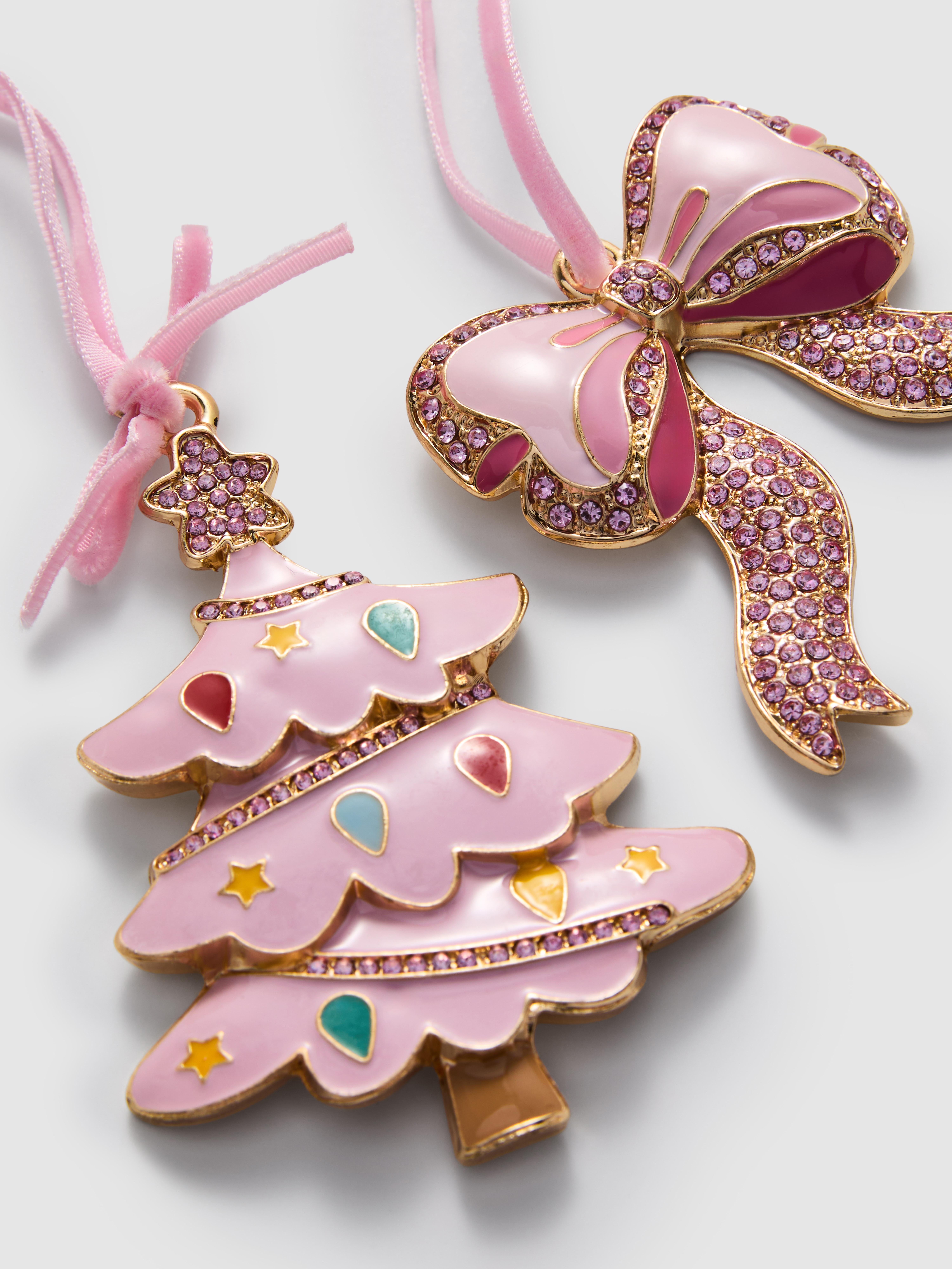 2pk Diamonté Hanging Christmas decorations