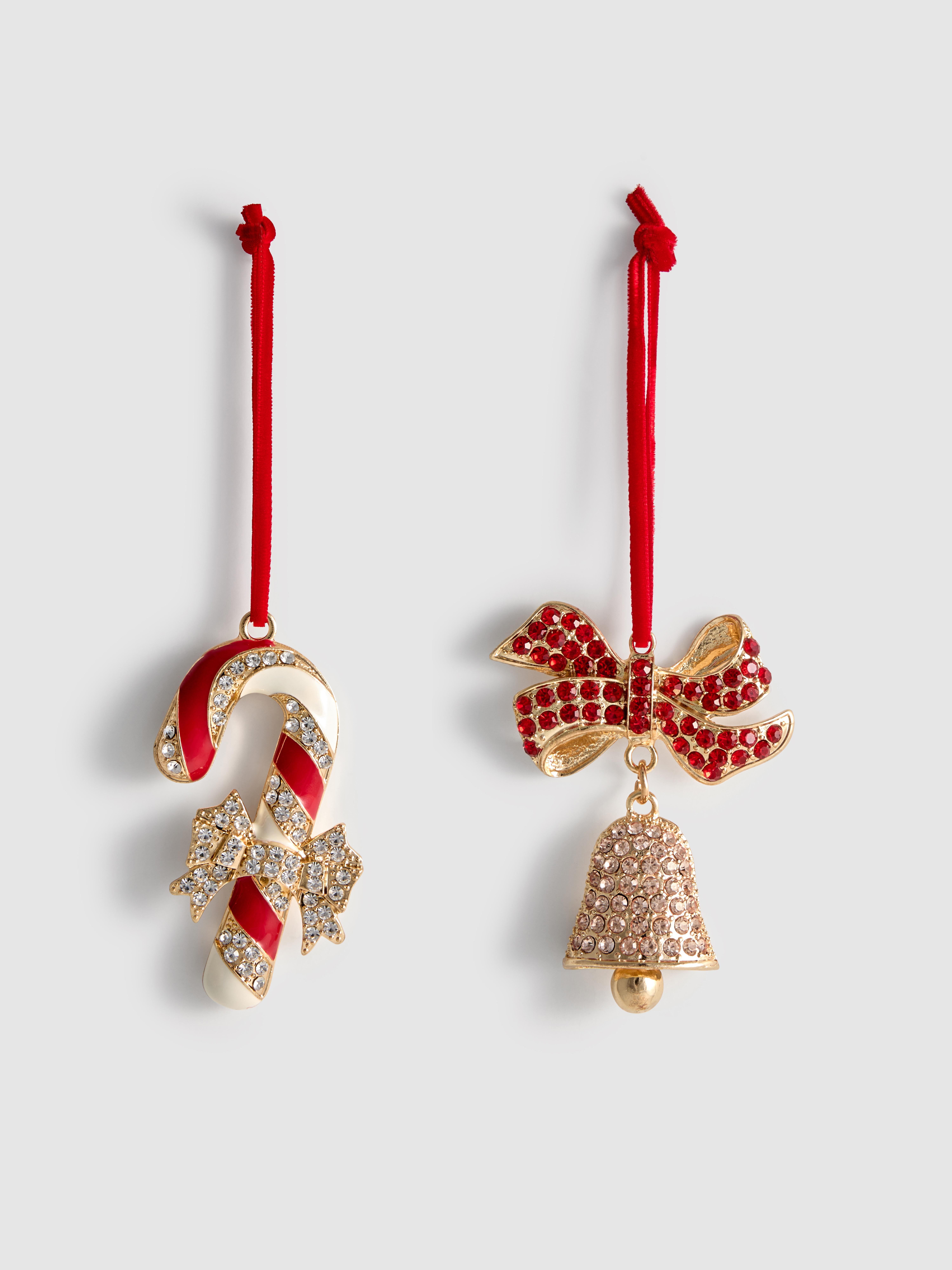 2pk Diamonté Hanging Christmas decorations